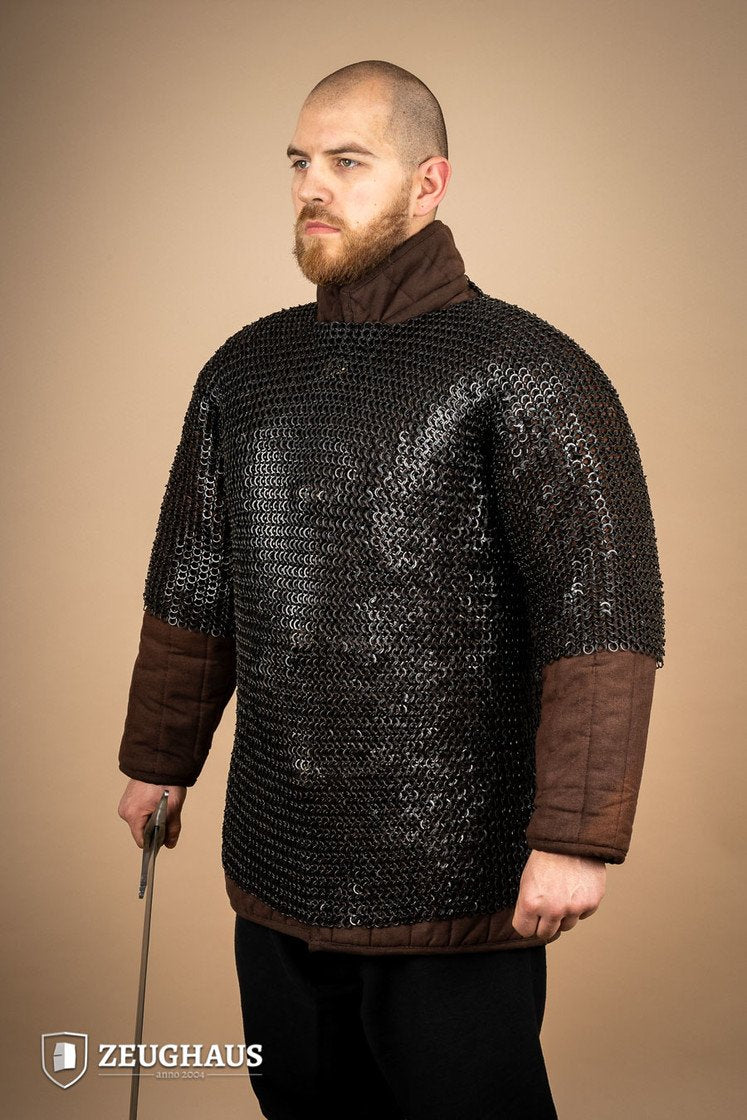 Chainmail Haubergeon Flat Ring Riveted 9mm Burnished Medieval Armor for LARP, Cosplay & Renaissance Fairs
