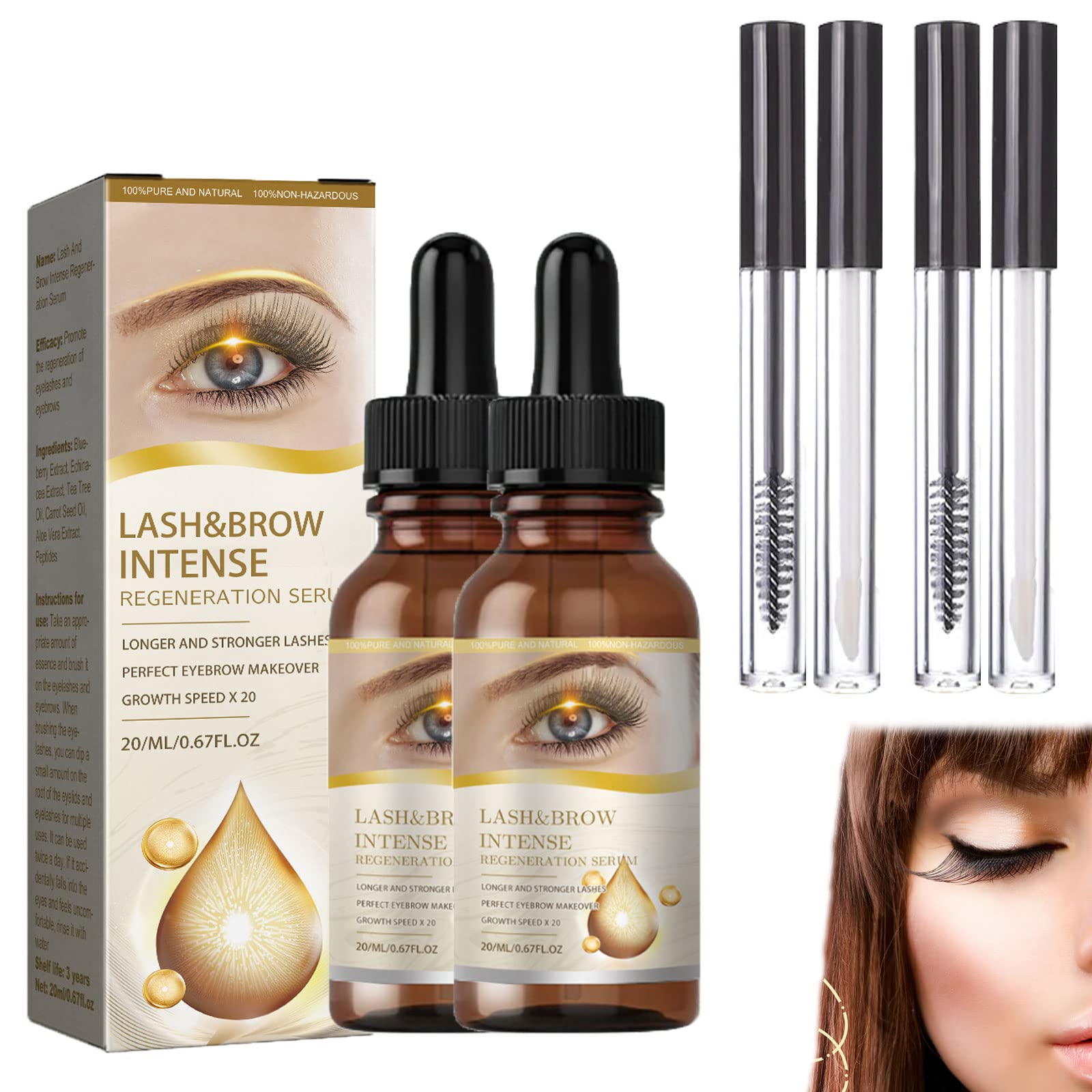 Shinwink Lash & Brow Growth Serum - Natural Eyelash Enhancer for Longer, Thicker Lashes & Brows - 2PC Set - Perfect for Daily Use & Nighttime Lash Care Routine