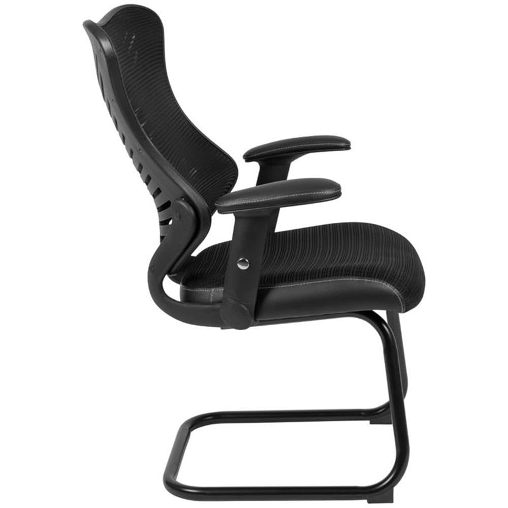 UrbanPro Modern Mesh Sled Base Office Chair - Ergonomic Black Desk Chair for Home & Office Workspace - Perfect for Long Hours Sitting, Gaming, and Computer Work