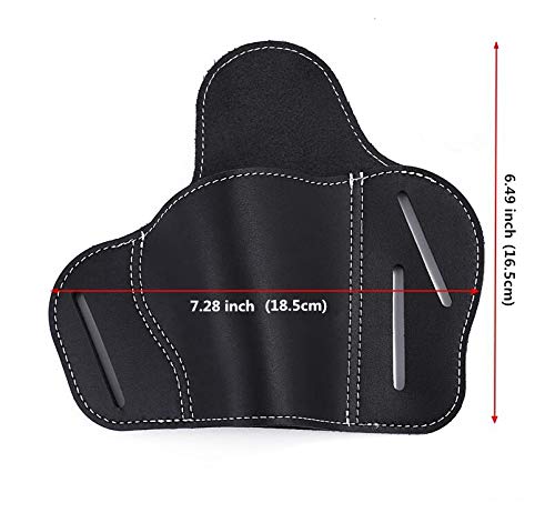 HWZ Universal Leather Handgun Holster - 3 Slot Pancake Style Belt Holster for Concealed Carry | Perfect for Pistols, Revolvers & Everyday Use at Range, Hunting or Home Defense