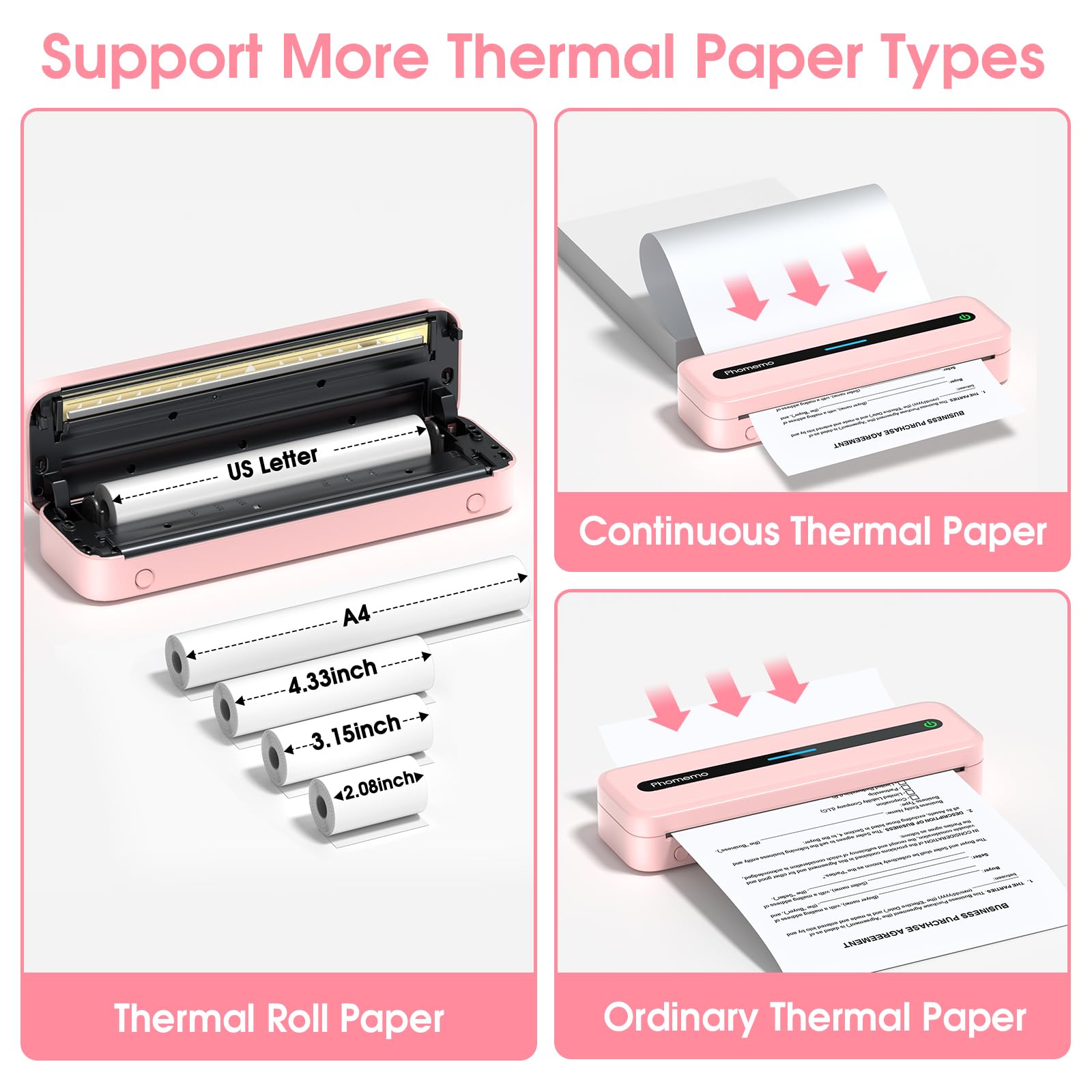 Phomemo M832 Wireless Bluetooth Thermal Printer - Portable Inkless Printer for Phone & Laptop, Supports 8.5x11/A4/4.33/3.15/2.08 Inch Thermal Paper - Compact Travel Printer for Office, Home & School with Carrying Case - Perfect for On-the-Go Printing, Receipts, Labels & Notes