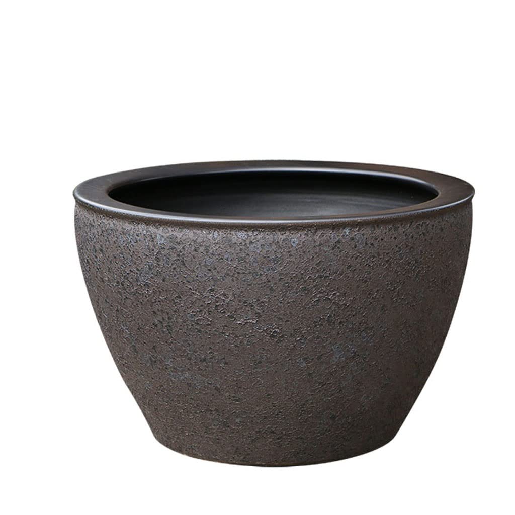 Premium Ceramic Flower Pots for Indoor & Outdoor Plants - Large Garden Planters with Drainage Holes for Courtyard, Balcony, Tree Planting (Color: Brown, Size: Large) - Perfect for Home Decor, Office Greenery & Urban Gardening