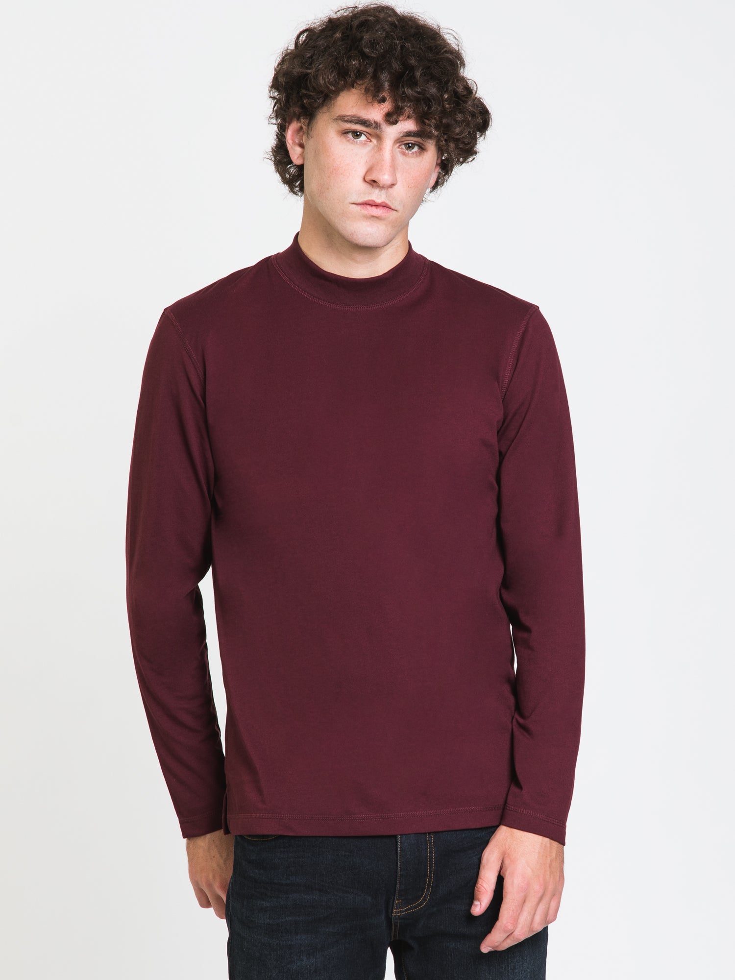Boathouse Long Sleeve Mock Neck Tee - Soft Cotton Crewneck Shirt for Men & Women - Perfect for Casual Wear, Layering & Outdoor Activities