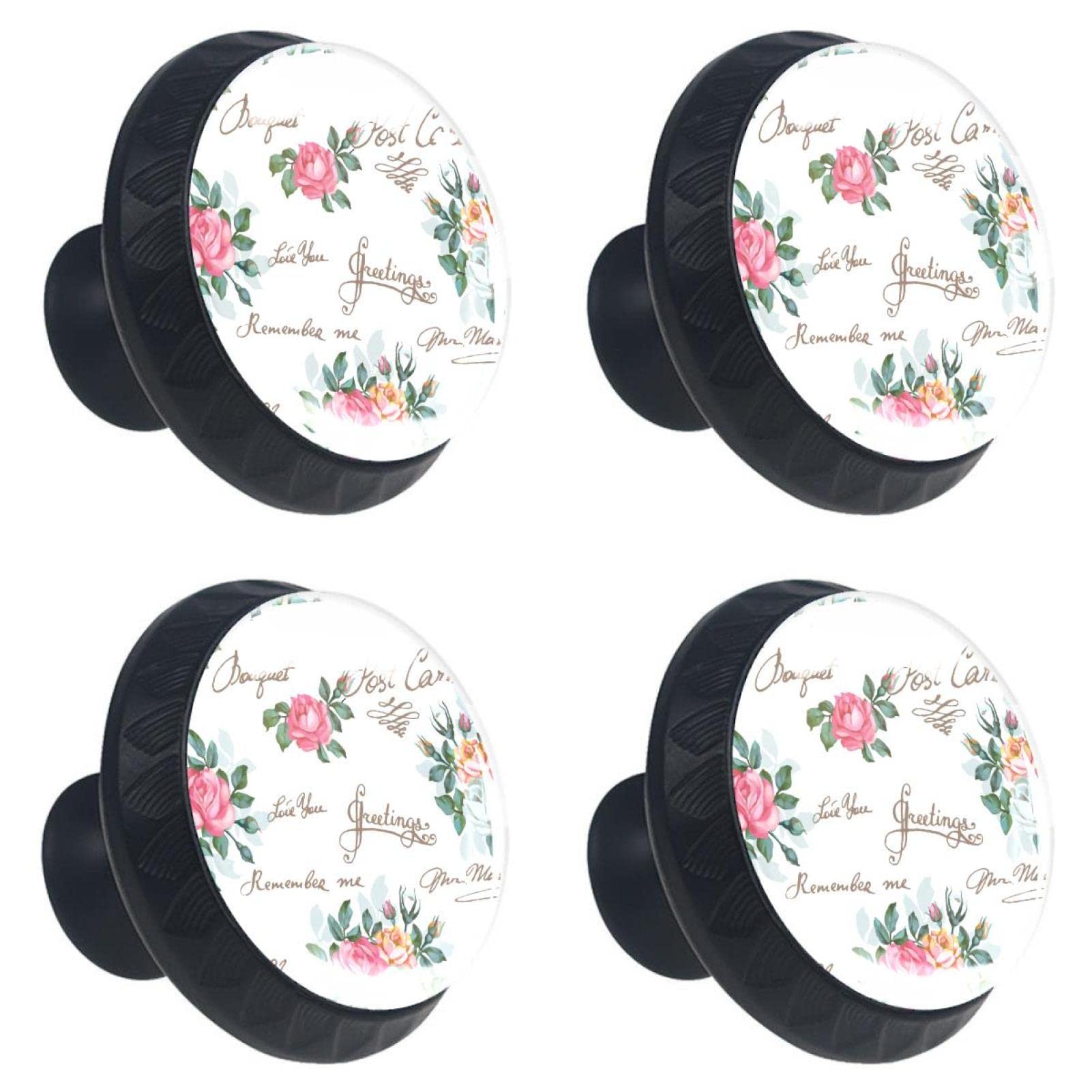8Pcs Spring Colored Rose Cabinet Handles & Knobs - Decorative Drawer Pulls for Kitchen, Bathroom & Furniture - Vintage Style Hardware for Cabinets & Dressers