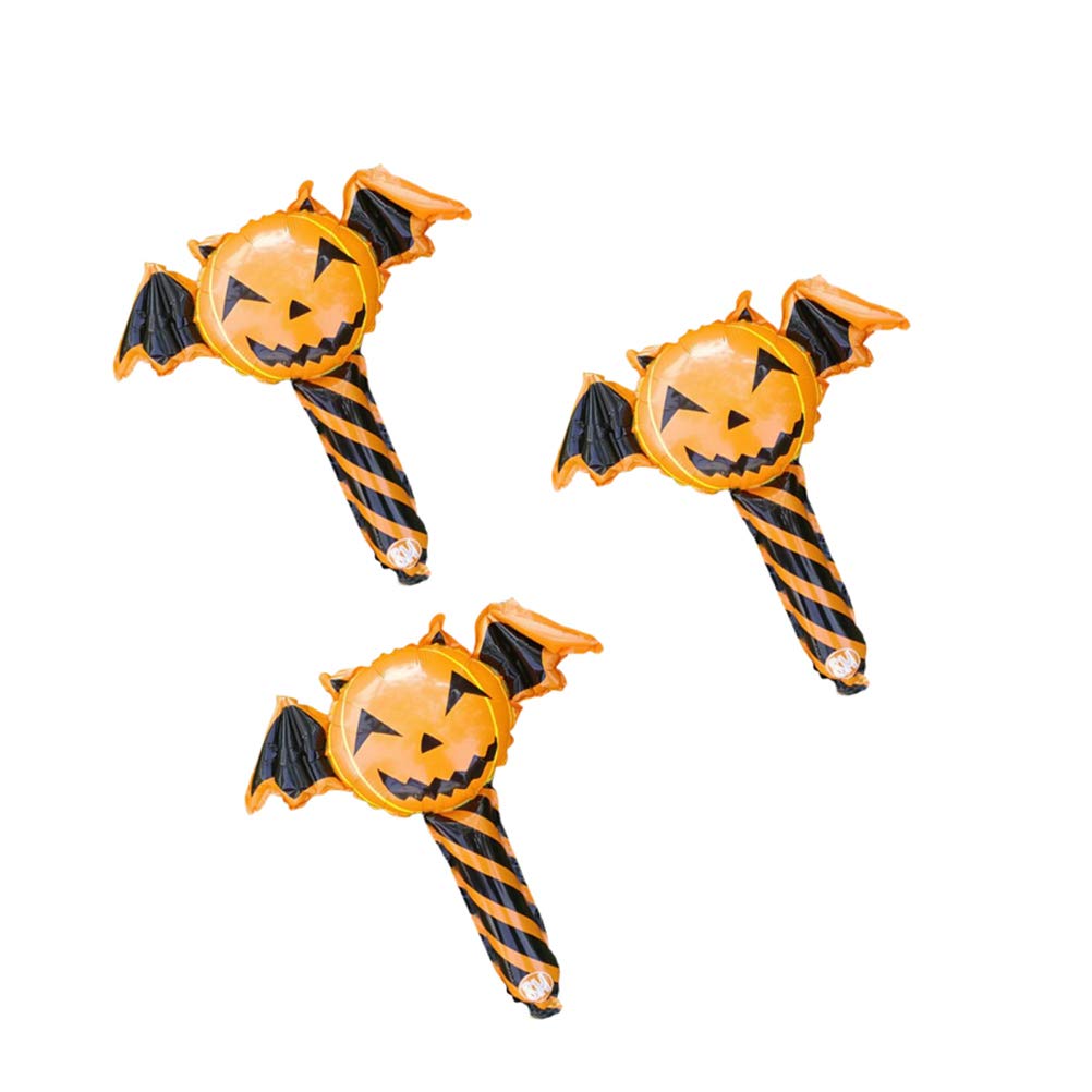SOIMISS 3 Pack Halloween Balloon Sticks - Devil & Pumpkin Cartoon Party Decorations, Kids Toys, Handheld Foil Balloons for Home, Birthday, Halloween Party Decor