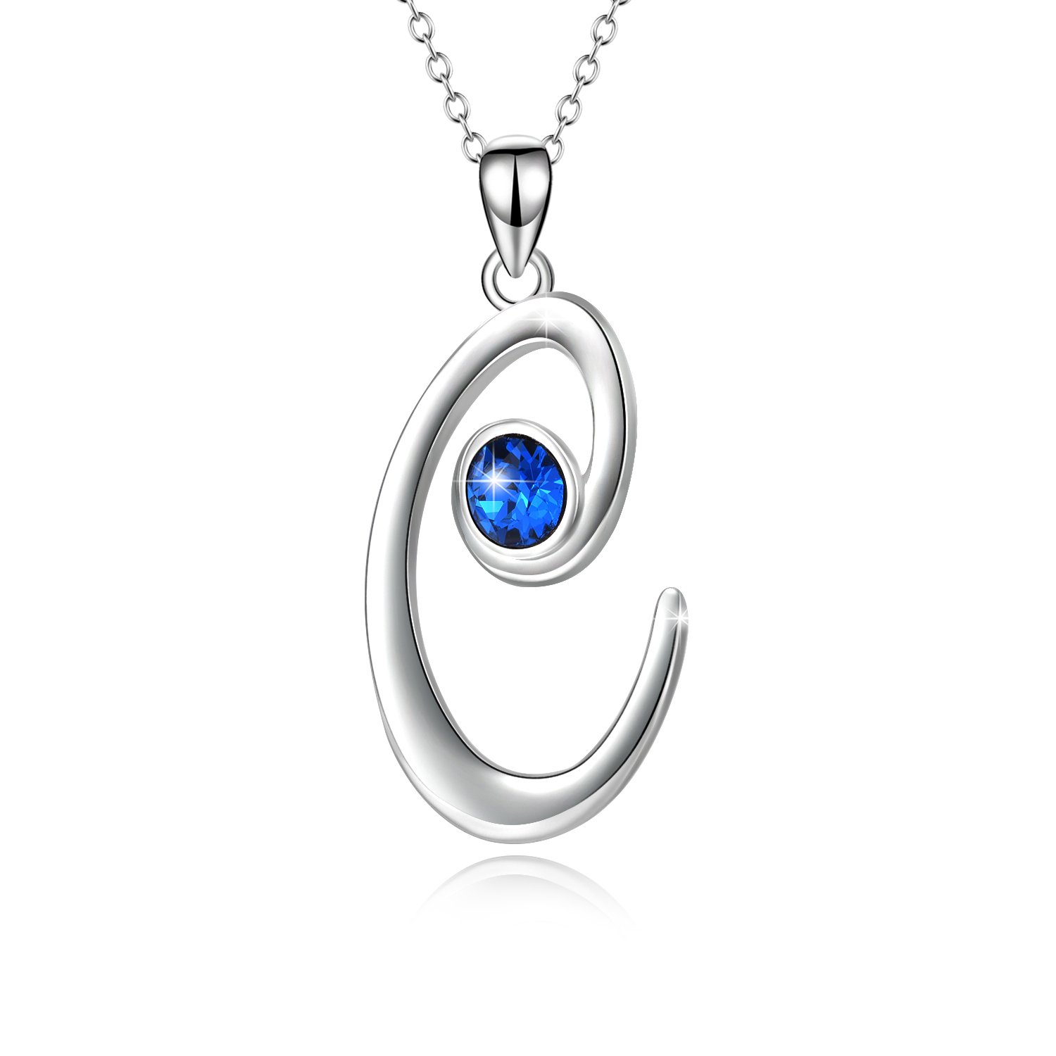 WINNICACA 925 Sterling Silver Initial Necklace with Birthstone - Personalized Letter A-Z Pendant Jewelry for Women, Her, Daughter, Lover - Christmas, Birthday Gifts - Perfect for Anniversaries, Valentine's Day & Special Occasions