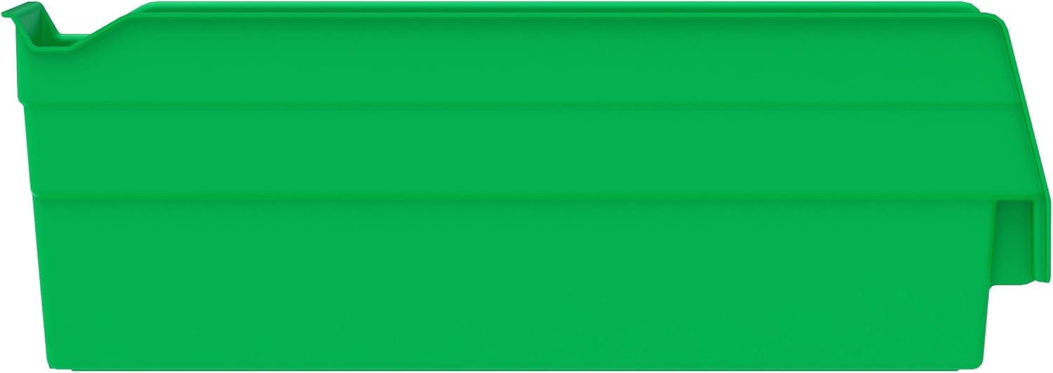 Akro-Mils 30110 Heavy Duty Plastic Shelf Bins - 24 Pack Green Storage Containers (12