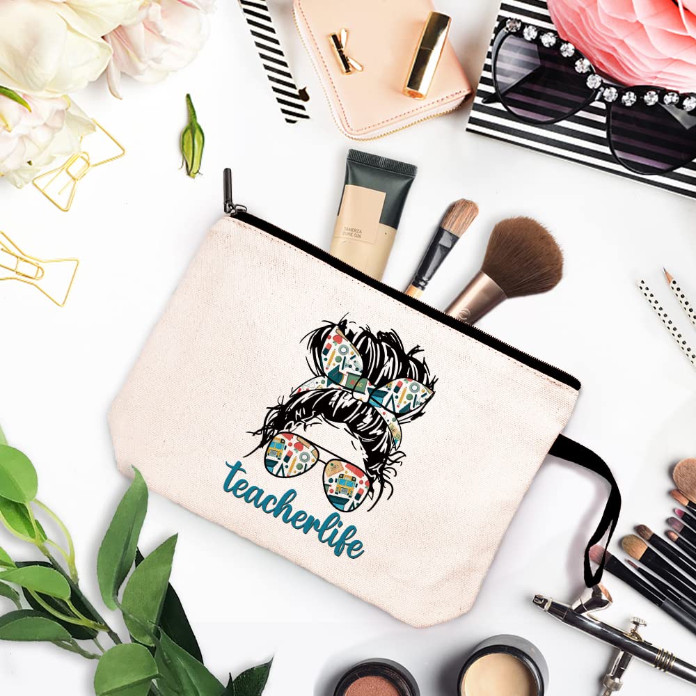 Funny Teacher Cosmetic Bag - Travel Toiletry Zipper Pouch for Makeup Storage | Cute Teacher Appreciation Gift for Women | Perfect for Classroom, Retirement Party & Travel Essentials Organization