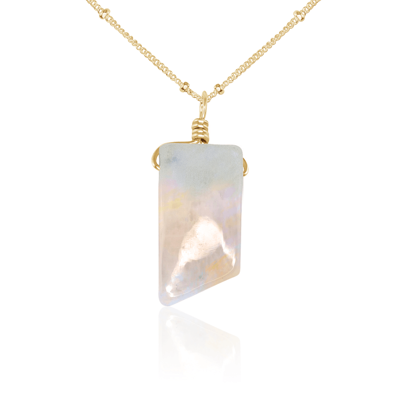 Rainbow Moonstone Pendant Necklace - Smooth Crystal Point Jewelry for Women | Perfect for Meditation, Yoga & Spiritual Healing