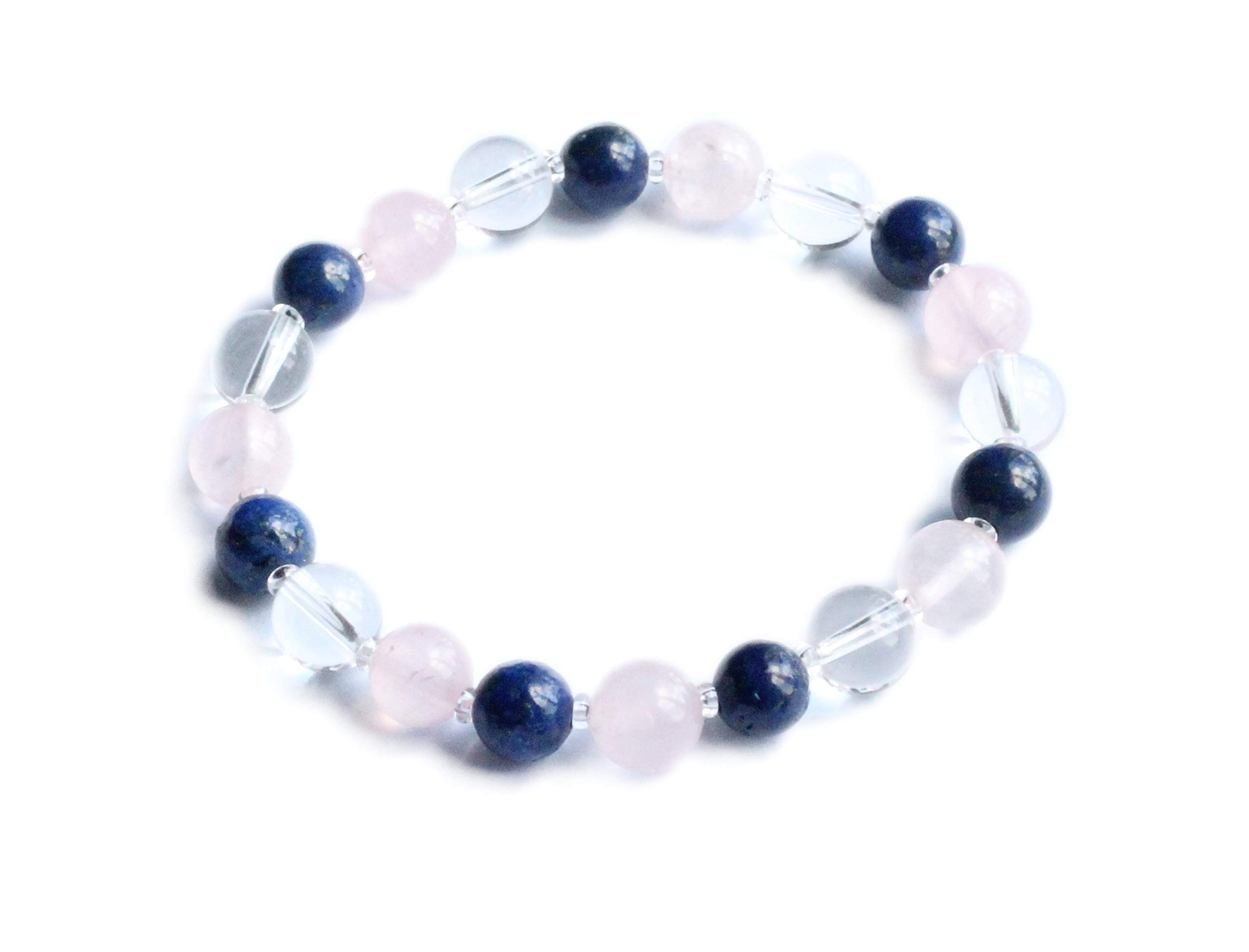 Empath Protection Bracelet with Lapis Lazuli, Clear Quartz & Rose Quartz - Spiritual Healing Jewelry for Perseverance, Stress Relief & Positive Energy - Perfect for Meditation, Yoga & Daily Wear