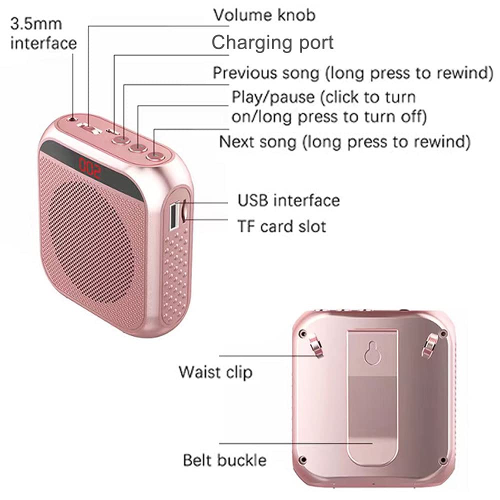 Portable Voice Amplifier with 2200mAh Rechargeable Battery - Wireless Headset Microphone & Speaker System for Teachers, Public Speaking, Meetings, Yoga Classes, Tour Guides, and Outdoor Events (Black) - Perfect for Lectures, Presentations, and Large Group Instruction