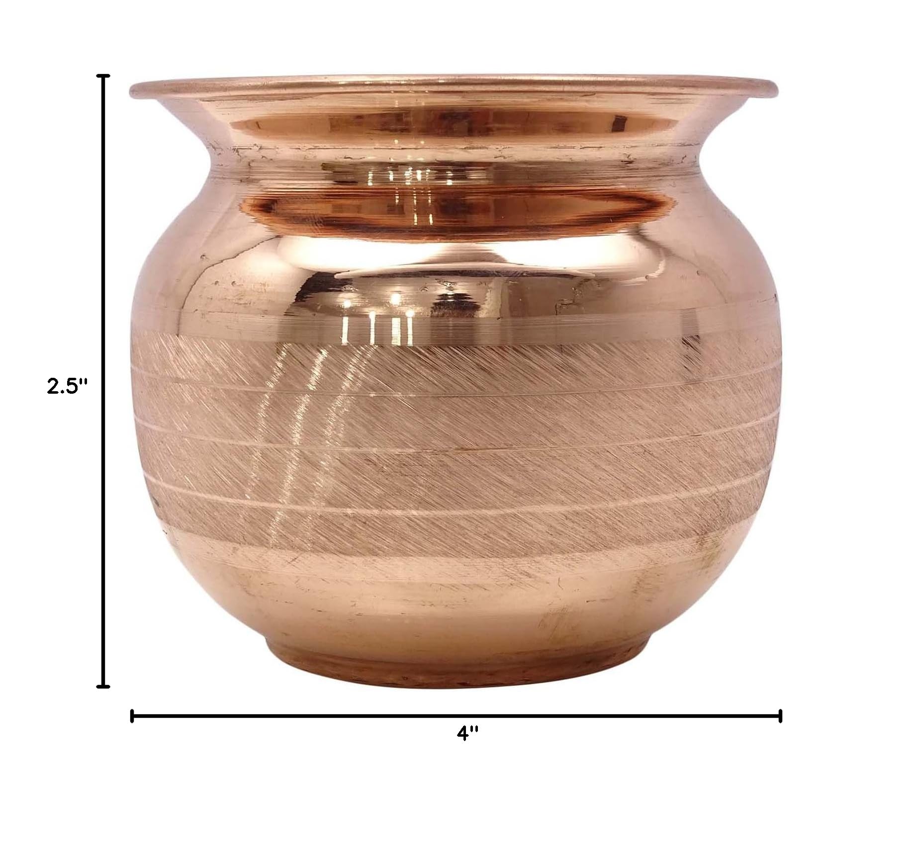 Traditional Pure Copper Lota - Hindu Prayer Pooja Kalash for Temple Rituals | Sacred Drinking Water Pot for Religious Ceremonies & Home Decor