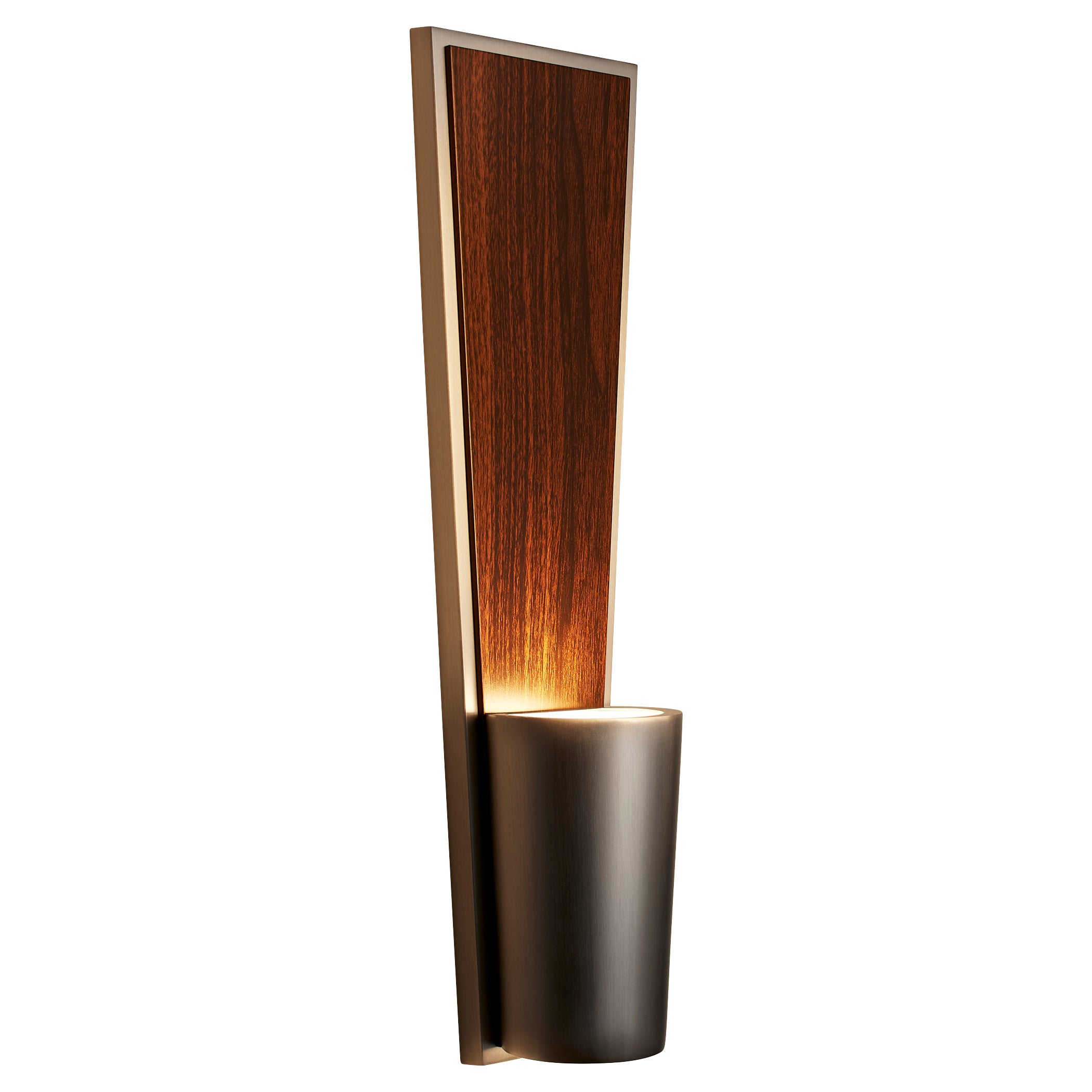 Favero 3 402 24 Modern Wall Sconce Light Fixture - Satin Nickel Finish with Walnut Accents for Living Room, Bedroom, or Hallway Lighting