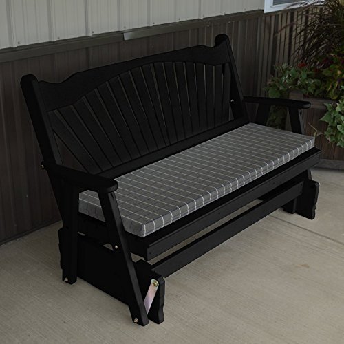A&L Furniture 6ft Yellow Pine Fan Back Glider Bench in Coffee Finish - Outdoor Patio Swing for Garden, Porch, and Backyard Relaxation