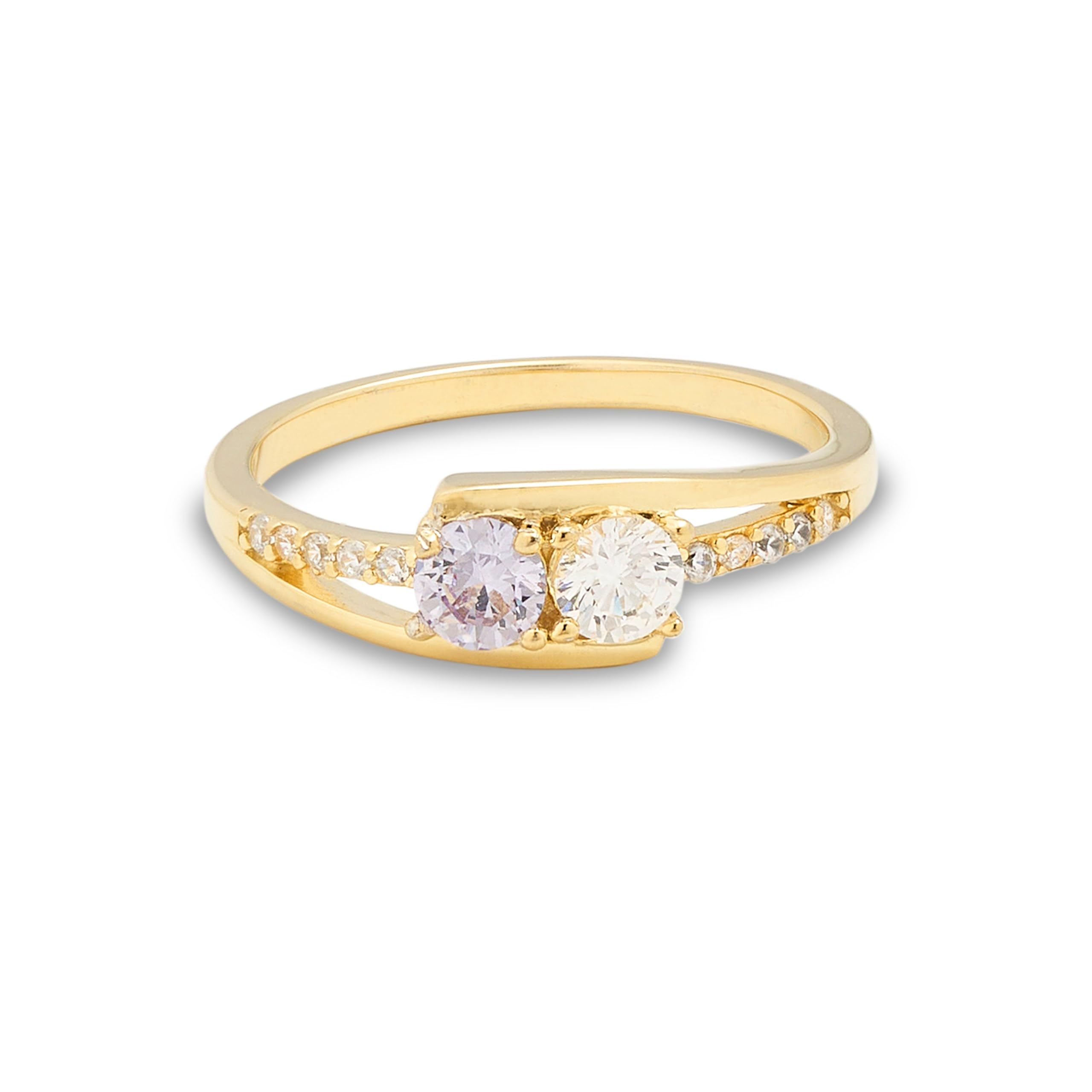 EVE'S ADDICTION 2 Stone Mothers Birthstone Ring in Gold - Personalized Jewelry Gift for Mom, Grandma, Wife - Perfect for Mother's Day, Birthday, Anniversary & Special Occasions