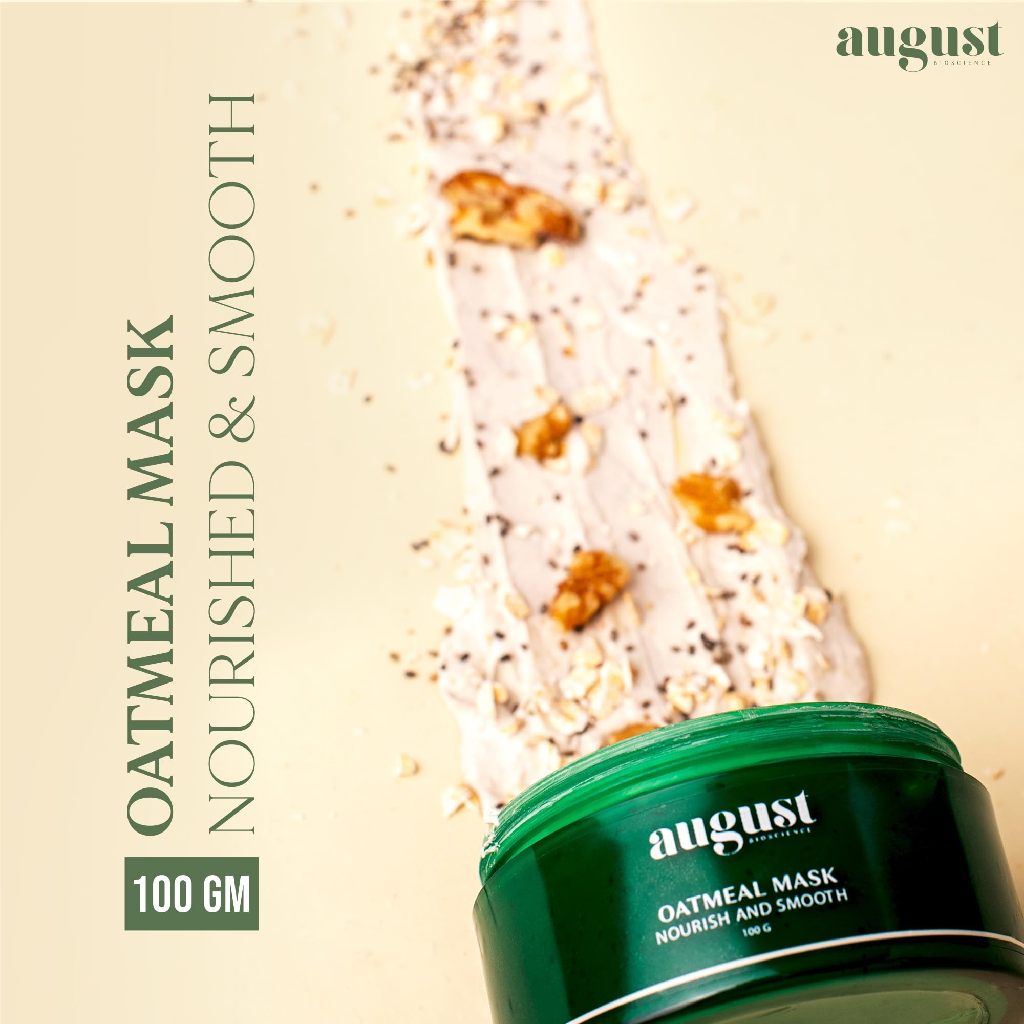 August Bioscience Oatmeal Clay Mask with Shea Butter & Chia Seed Oil - 100g Deep Cleansing Face Mask for Acne, Blackheads & Oily Skin - Perfect for Spa Day & Self-Care Routine