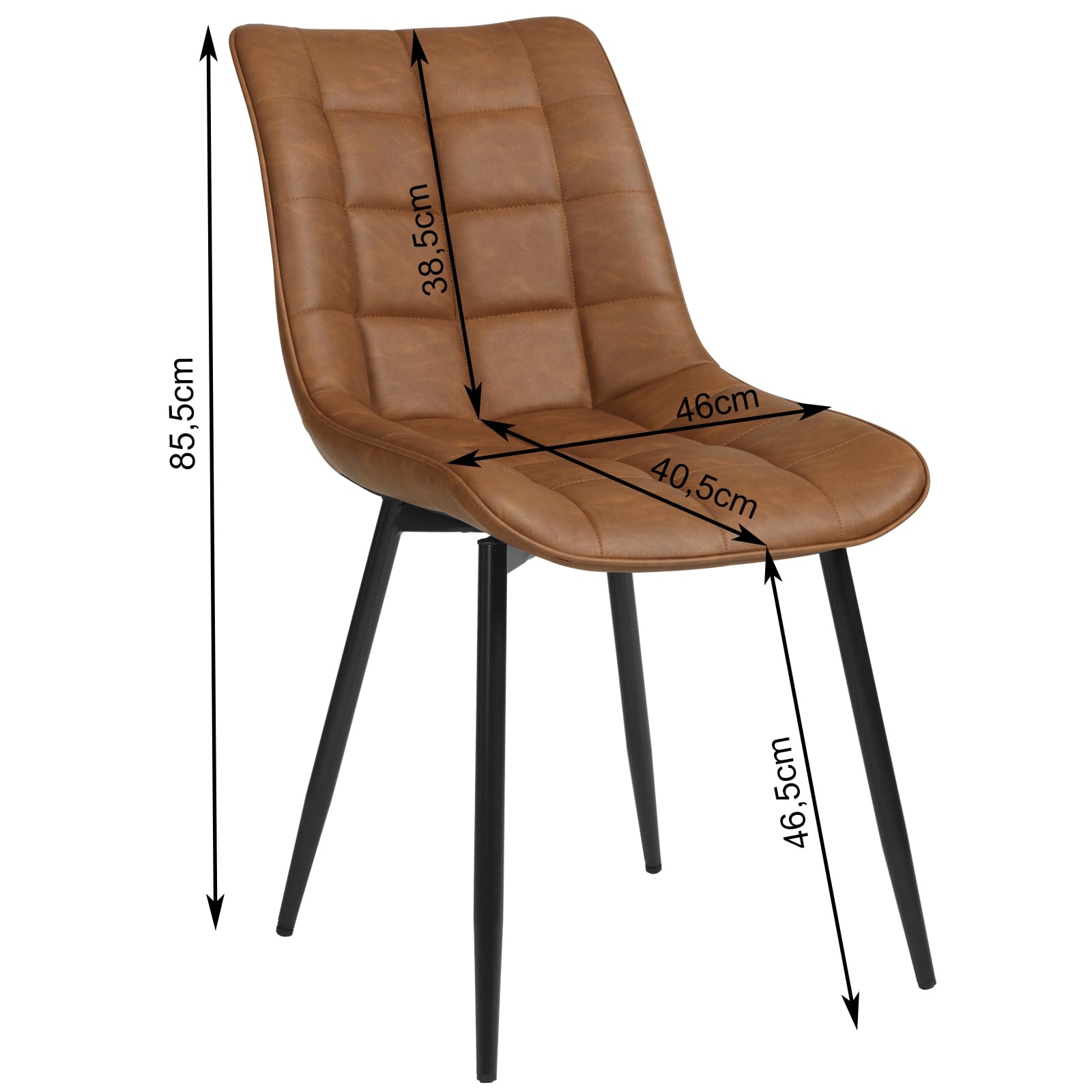 WOLTU 2-Piece Dining Chair Set - Light Brown Faux Leather Kitchen Counter Chairs with Backrest & Padded Seat for Living Room, Lounge & Reception Areas | Perfect for Small Spaces, Breakfast Nooks & Home Offices