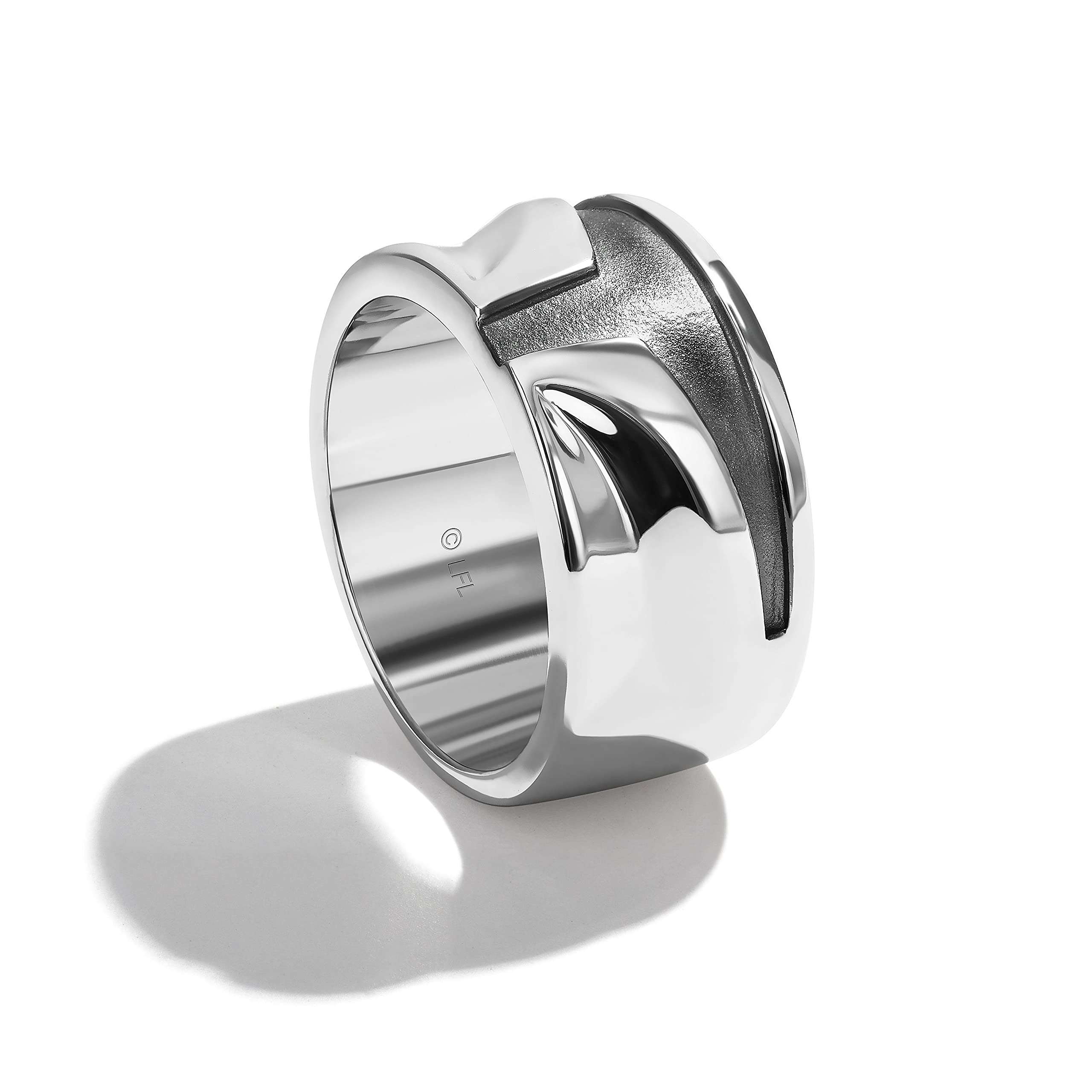 Star Wars The Mandalorian Men's Ring - Sterling Silver & Black Rhodium Plated Band | Official Licensed Jewelry | Perfect Gift for Star Wars Fans | Wedding, Cosplay, Anniversary & Birthday Gift