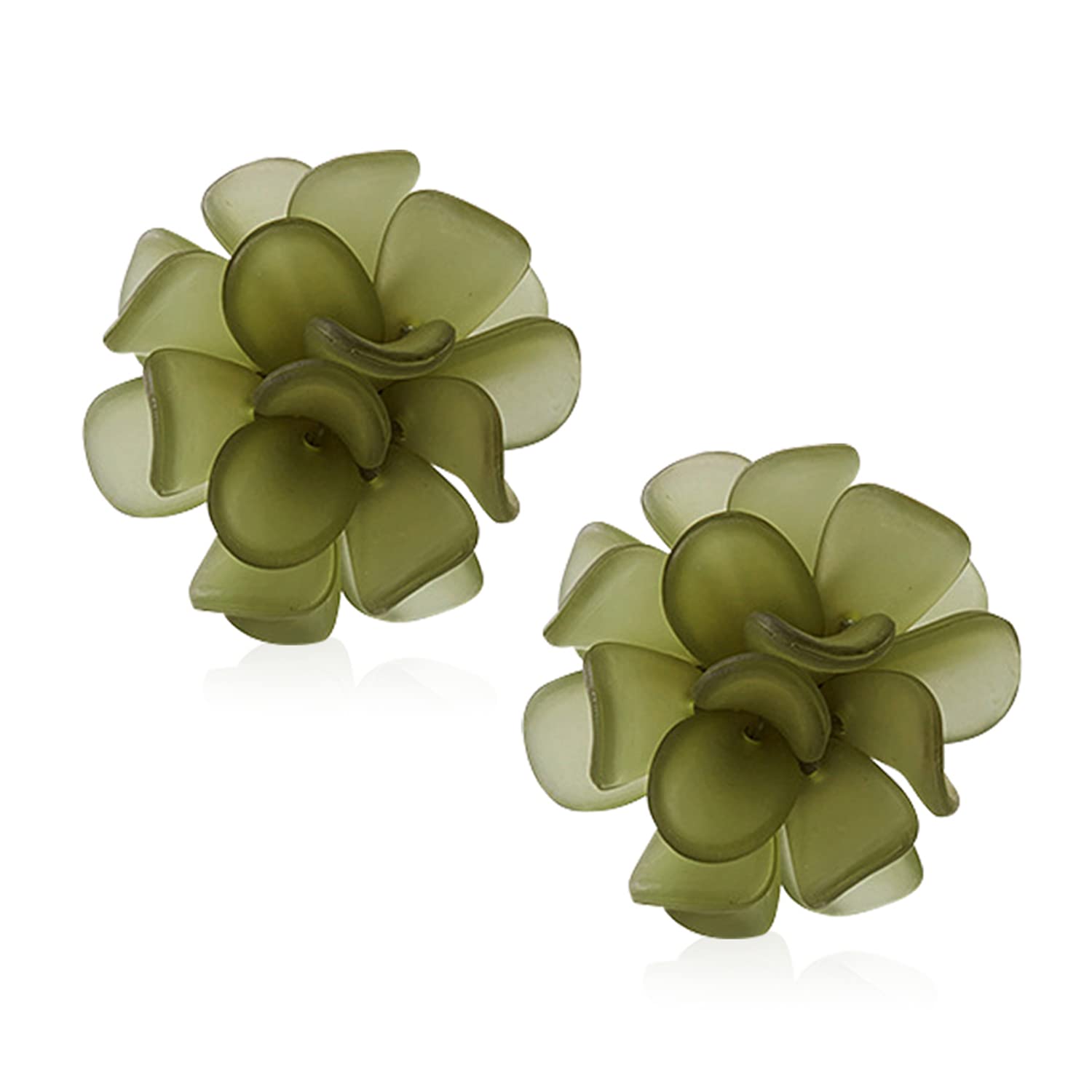 Bohemian Frosted White Acrylic Flower Petal Dangle Drop Stud Earrings for Women - Elegant Summer Floral Jewelry Gifts for Vacation, Party, Wedding & Everyday Wear