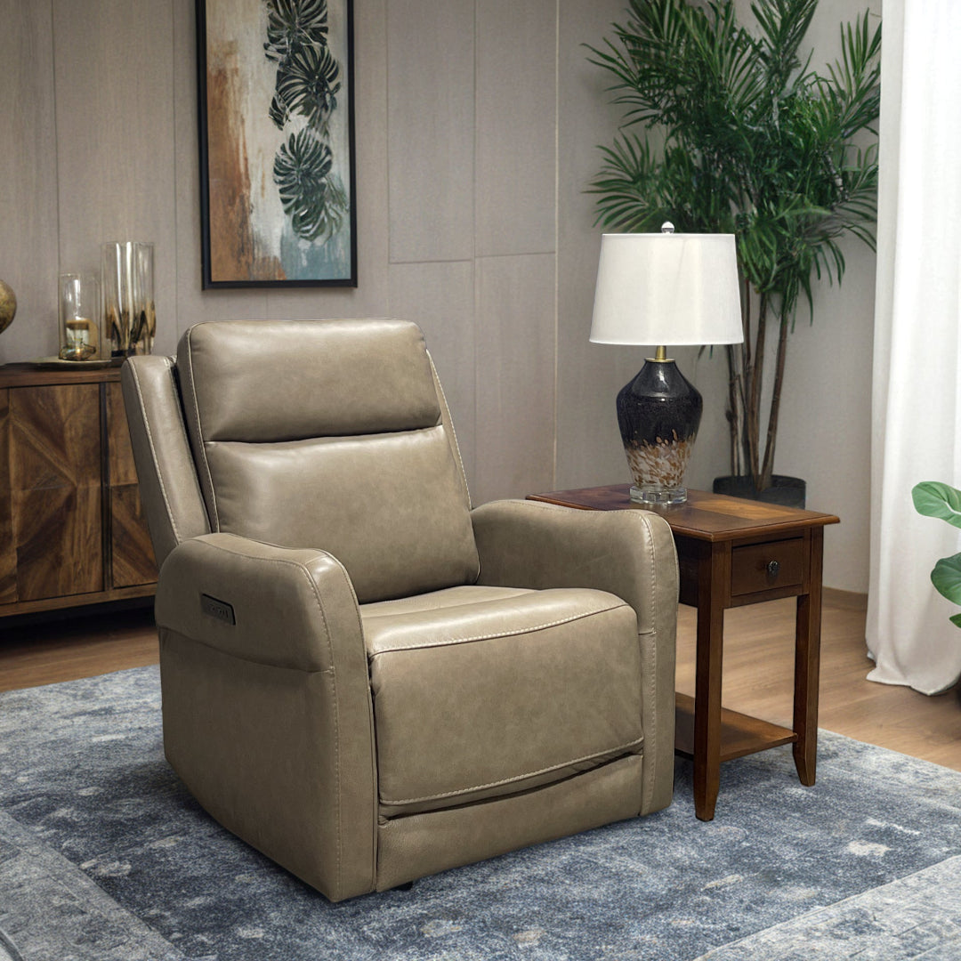 Premium Leather Power Swivel Glider Recliner Chair with USB Port - Ergonomic Comfort for Living Room, Home Theater & Office Relaxation