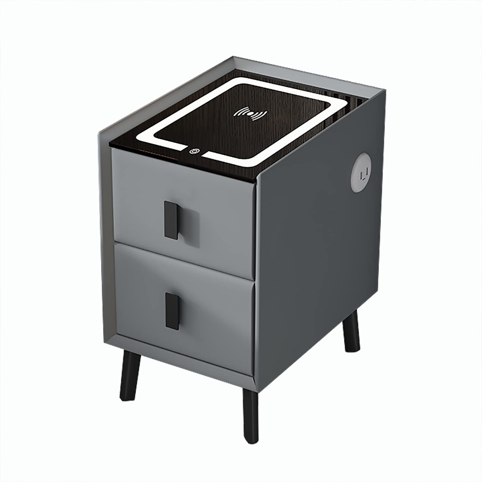 Smart Nightstand with Wireless Charging, USB Ports & LED Light - Modern Bedside Table with 2 Drawers, Touch Control & Adjustable Colors - Perfect for Bedroom, Living Room or Office Furniture