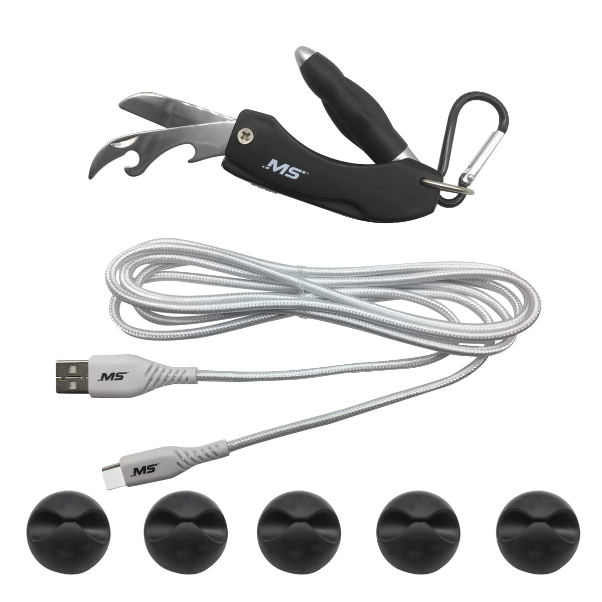 MobileSpec MBSV03202 6ft USB-C to USB Cable with Multi-Tool - Fast Charging & Data Sync for Smartphones, Tablets, Laptops - Perfect for Travel, Office & Home Use