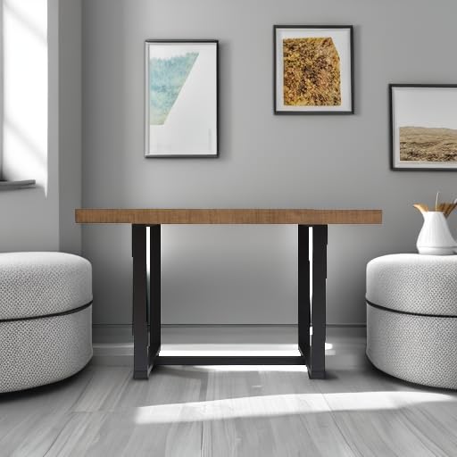 Walker Edison Andre Modern Solid Wood Dining Table, 52 Inch, Rustic Oak - Perfect for Farmhouse, Kitchen & Dining Room Decor