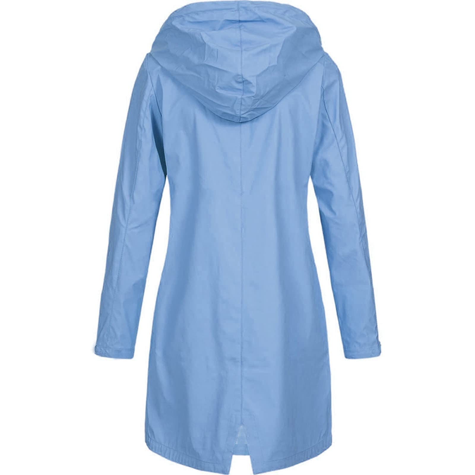 UODSVP Women's Waterproof Raincoat - Plus Size Long Hooded Windproof Jacket for Outdoor Activities & Commuting