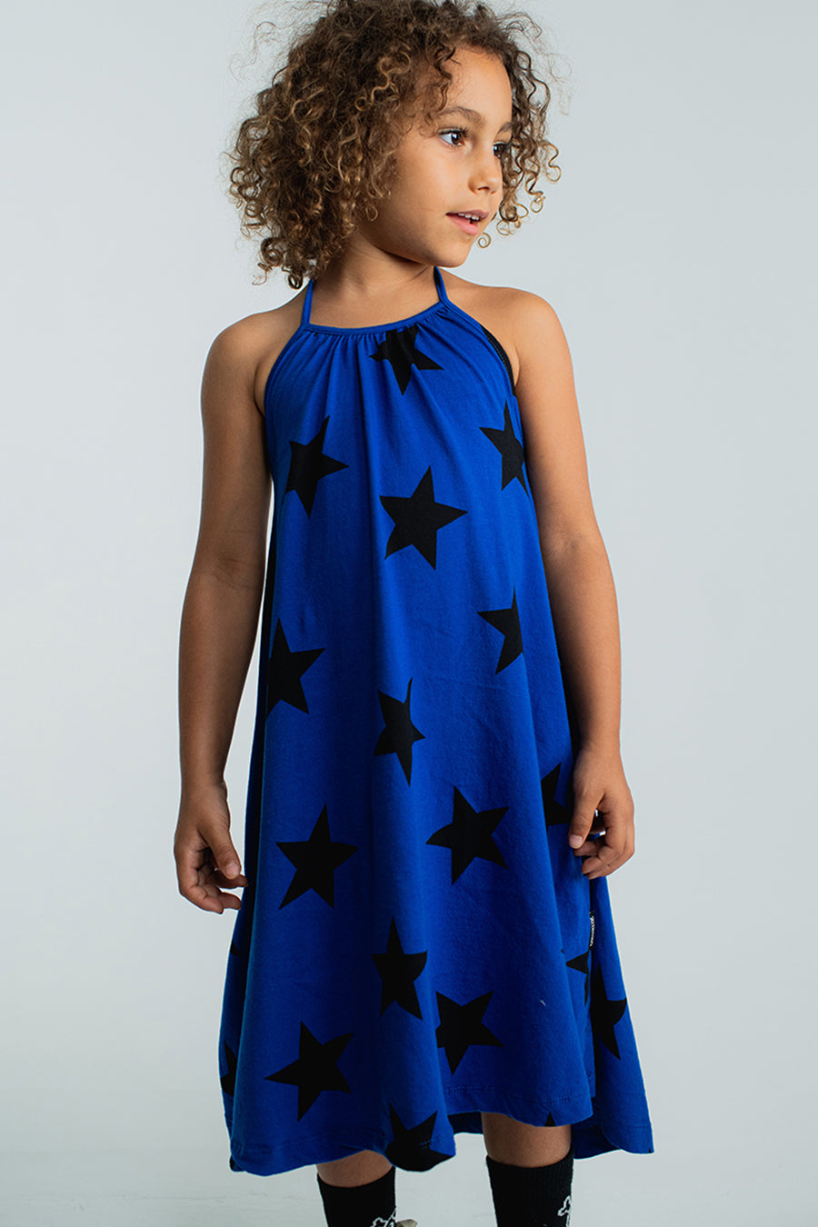 Nununu Star Collar Blue Girls Dress - Stylish & Comfortable Kids Outfit for Parties, School & Everyday Wear