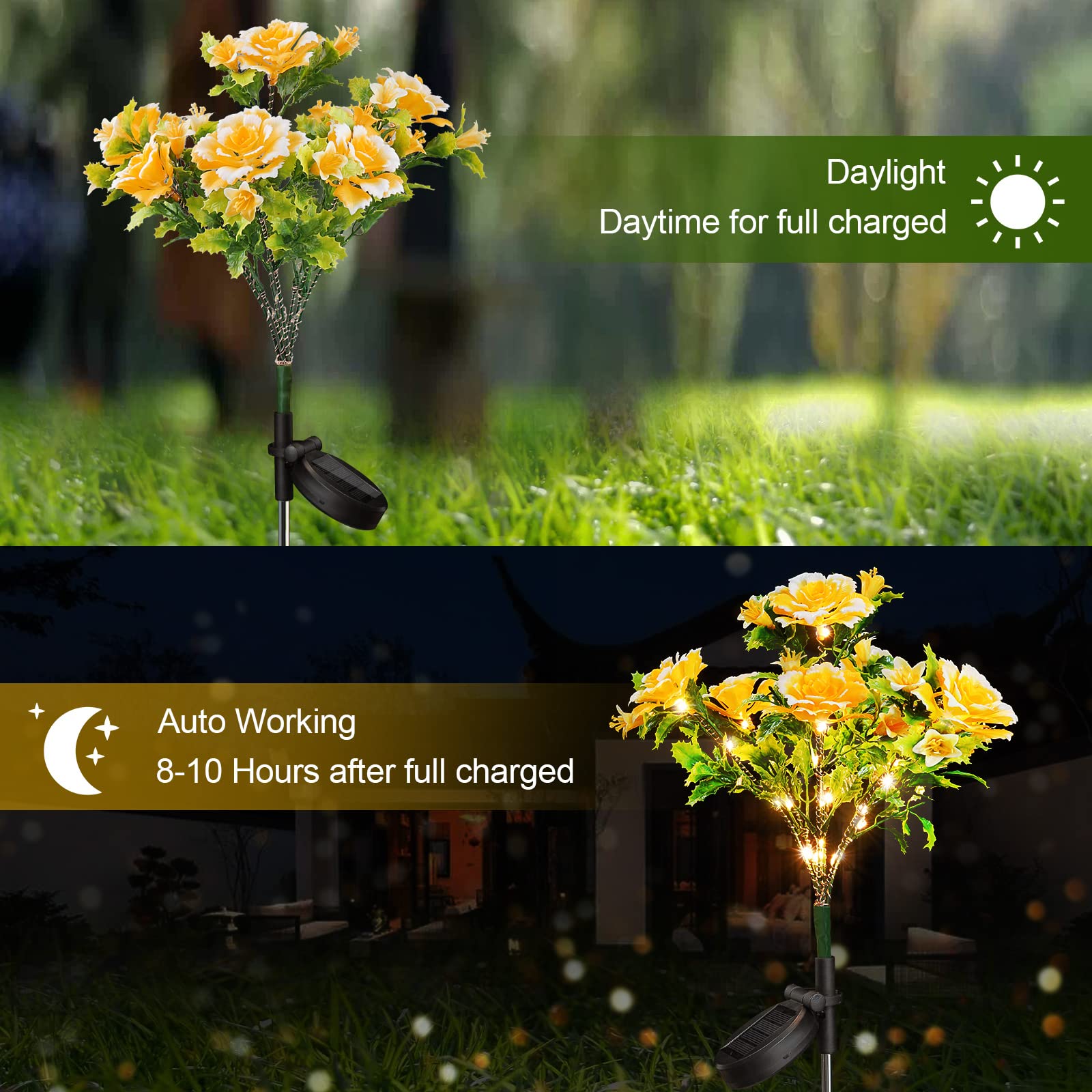 Solar Garden Lights with Carnation Flower - Waterproof IP65 for Outdoor Decor & Gifts