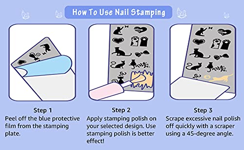 RoyalKart Nail Art Stamping Kit - 16 Jumbo Image Plates with Double-Sided Stamper & Scraper (XY16) for Professional Salon & DIY Manicure at Home
