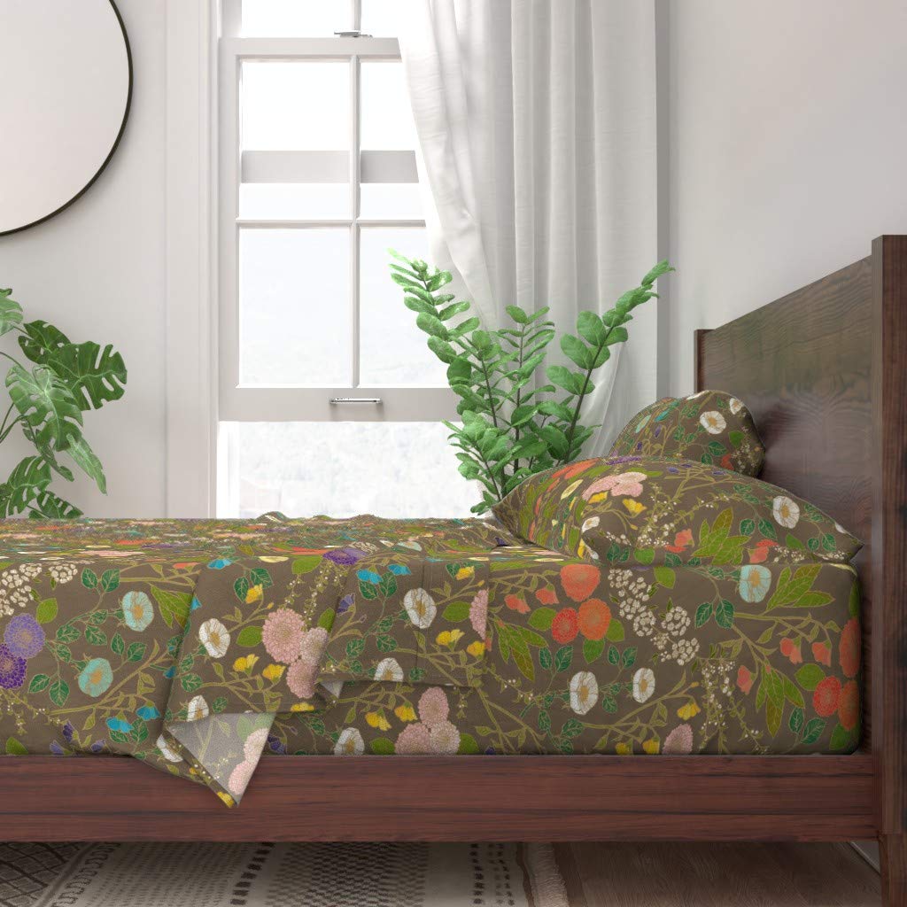 100% Cotton Twin Sheet Set 3pc - Wild Blooms Botanical Floral Print Bedding | Soft & Breathable for Comfortable Sleep | Perfect for Home, Dorm, or Guest Room Decor