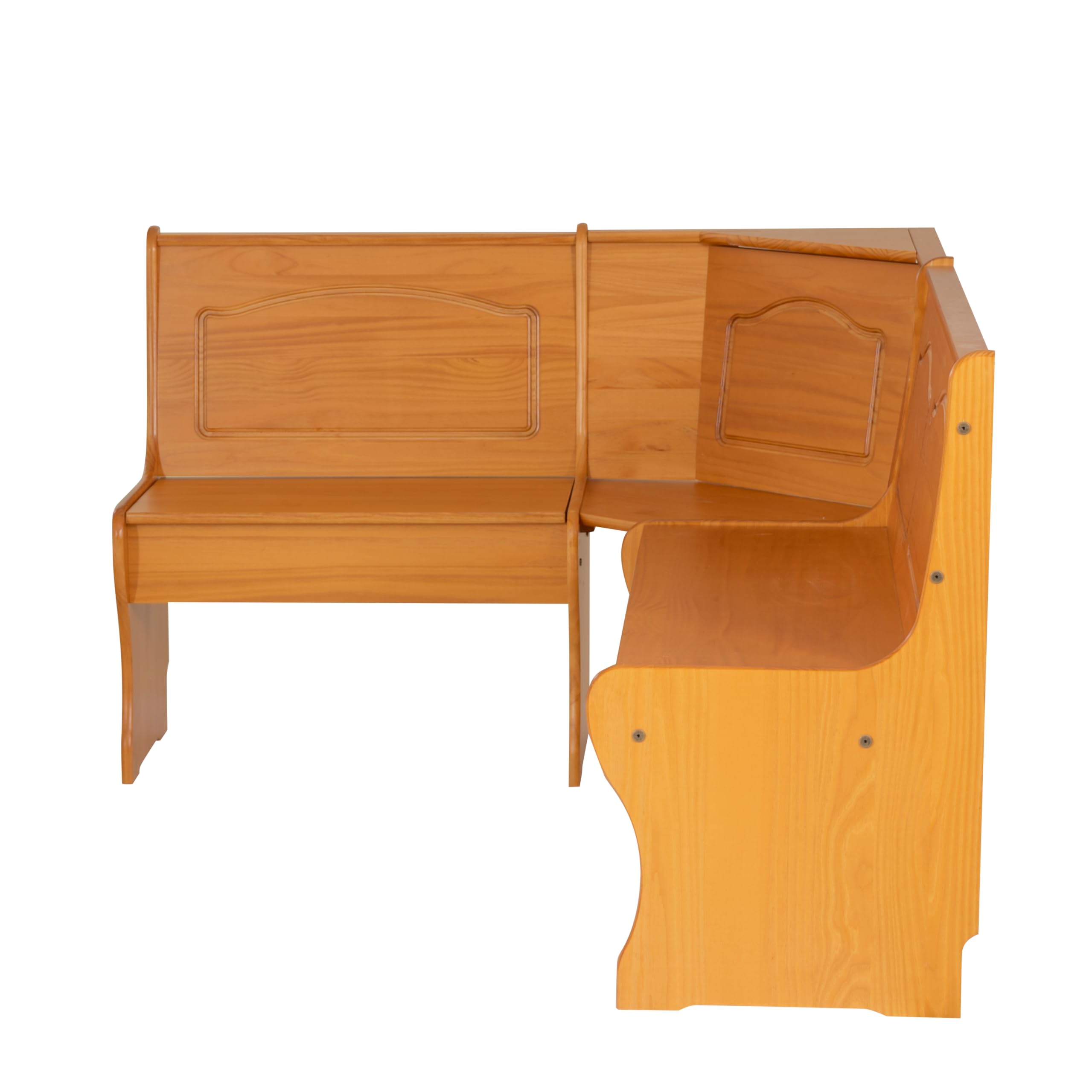 Linon Chelsea Kitchen-Nook Corner Unit in Natural Finish - Space-Saving Dining Set for Small Kitchens & Breakfast Nooks