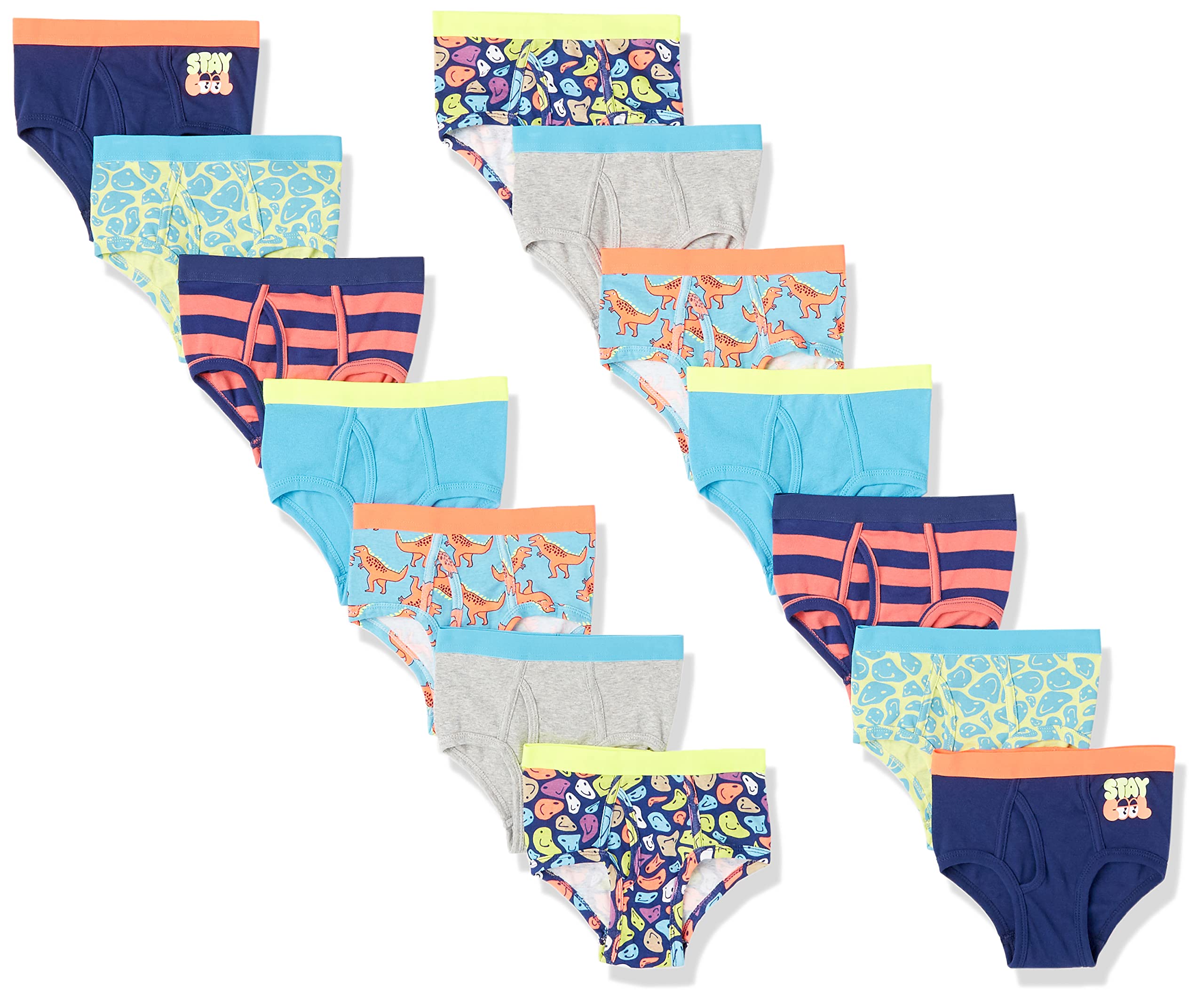 Amazon Essentials Boys' Cotton Briefs Underwear Multipack - Soft Comfortable Kids Underwear for School, Sports & Everyday Wear - 6-Pack Assorted Colors