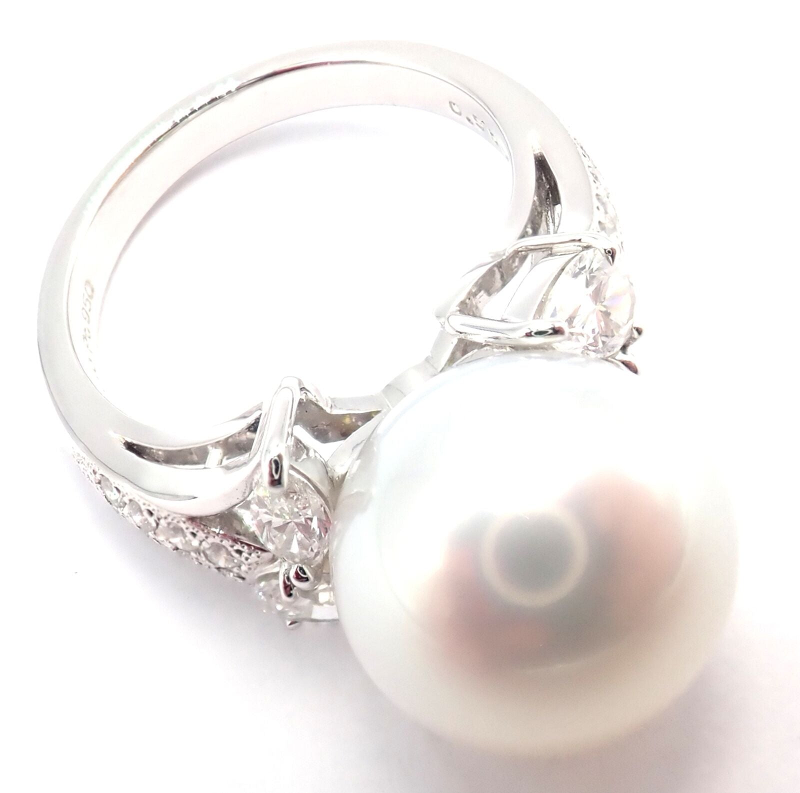 Authentic Mikimoto Platinum Diamond 12.5mm South Sea Pearl Ring - Luxury Jewelry for Weddings, Anniversaries & Special Occasions