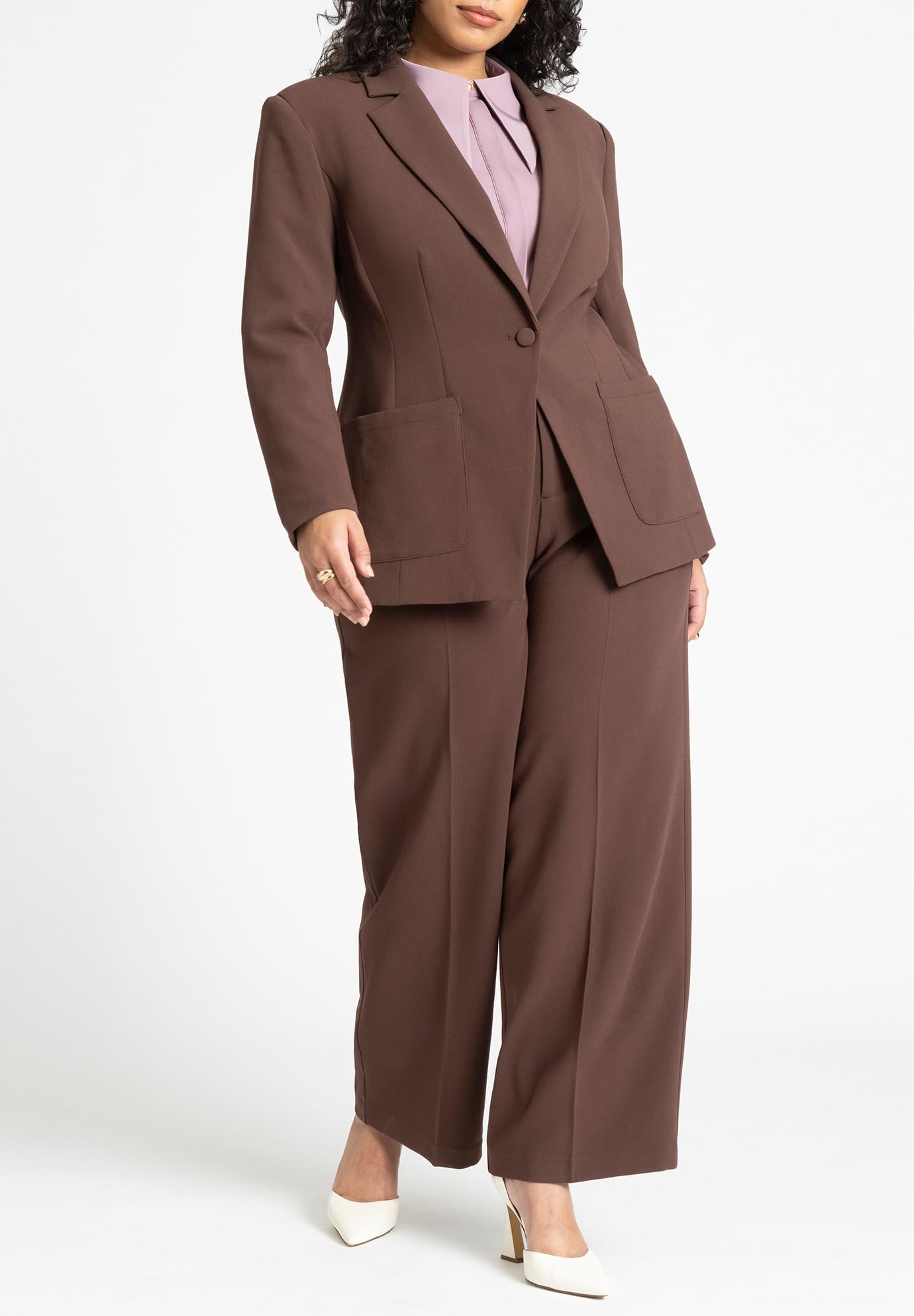 ELOQUII Women's Plus Size 365 Suit Patch Pocket Blazer - Stylish Office Wear for Professional Women | Perfect for Business Meetings, Work Attire & Formal Events