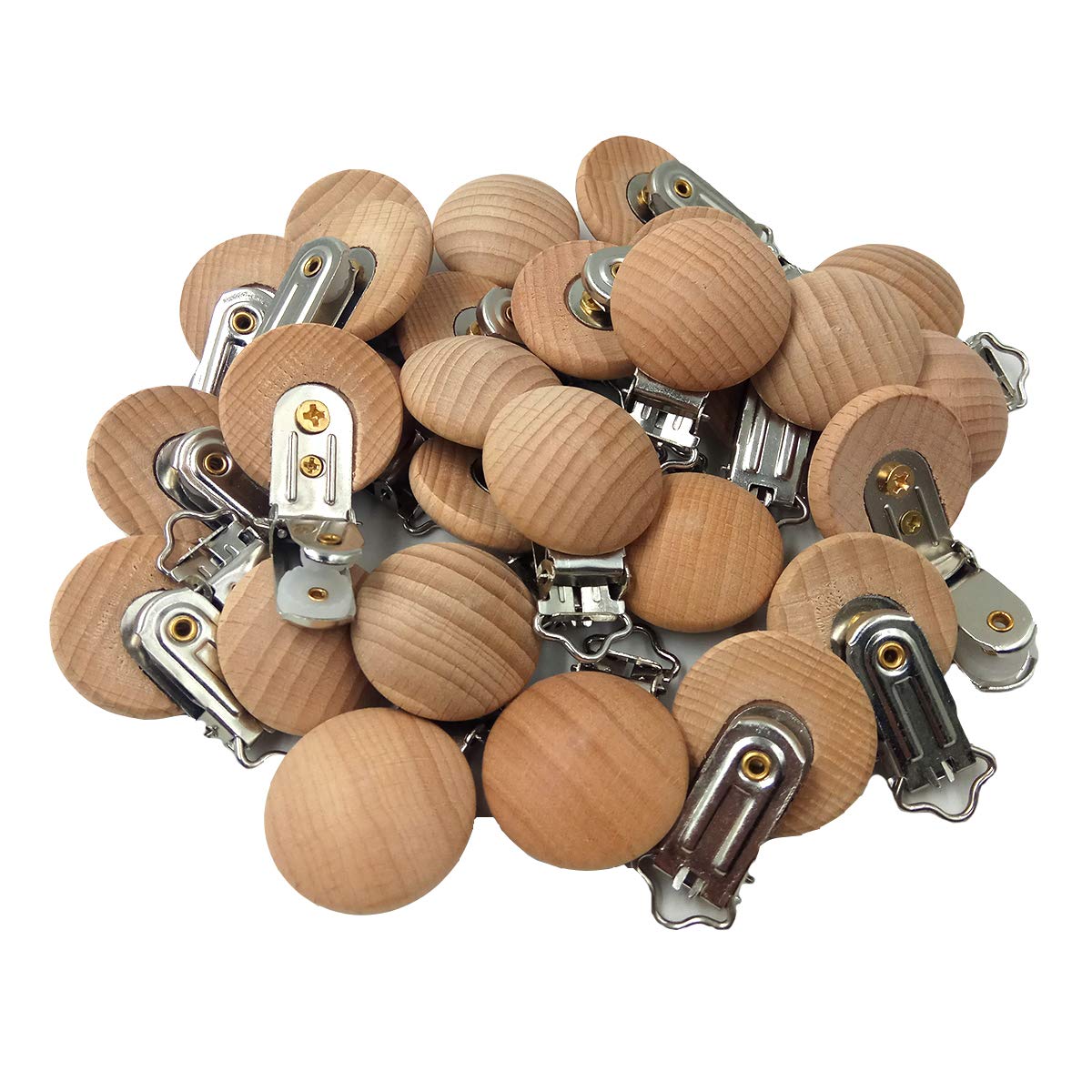 Natural Beech Wood Pacifier Clips - Safe Teething & Grasping Toy for Babies, DIY Wooden Pacifier Holder with 3.5cm No-Hole Design - Perfect for Nursery, Stroller, and Baby Gear Accessories