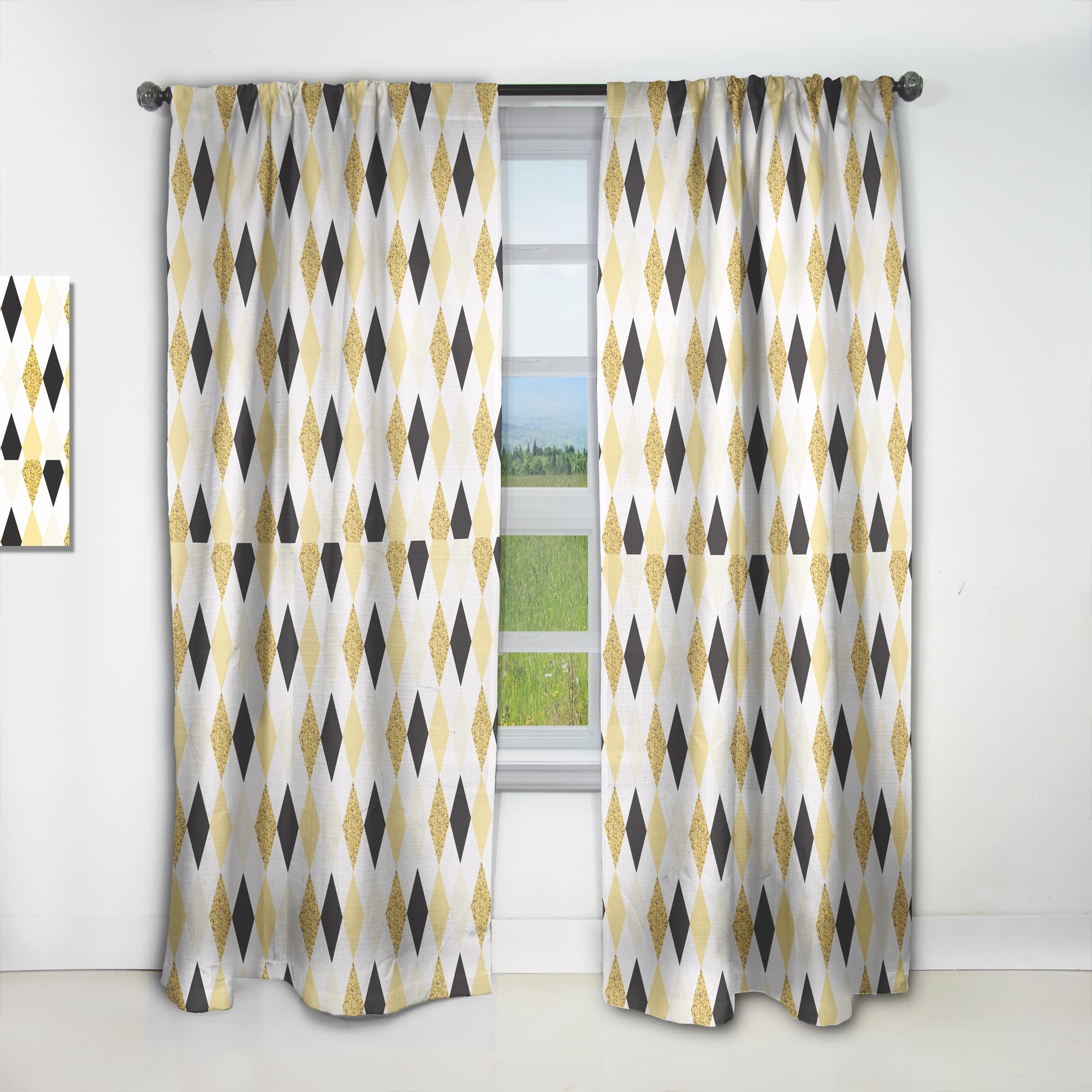 DesignQ Gold Chic Design II Thermal Insulated Curtains - Single Panel 52x95 Inch - Elegant Window Drapes for Bedroom & Living Room | Perfect for Home Decor, Light Blocking & Energy Saving