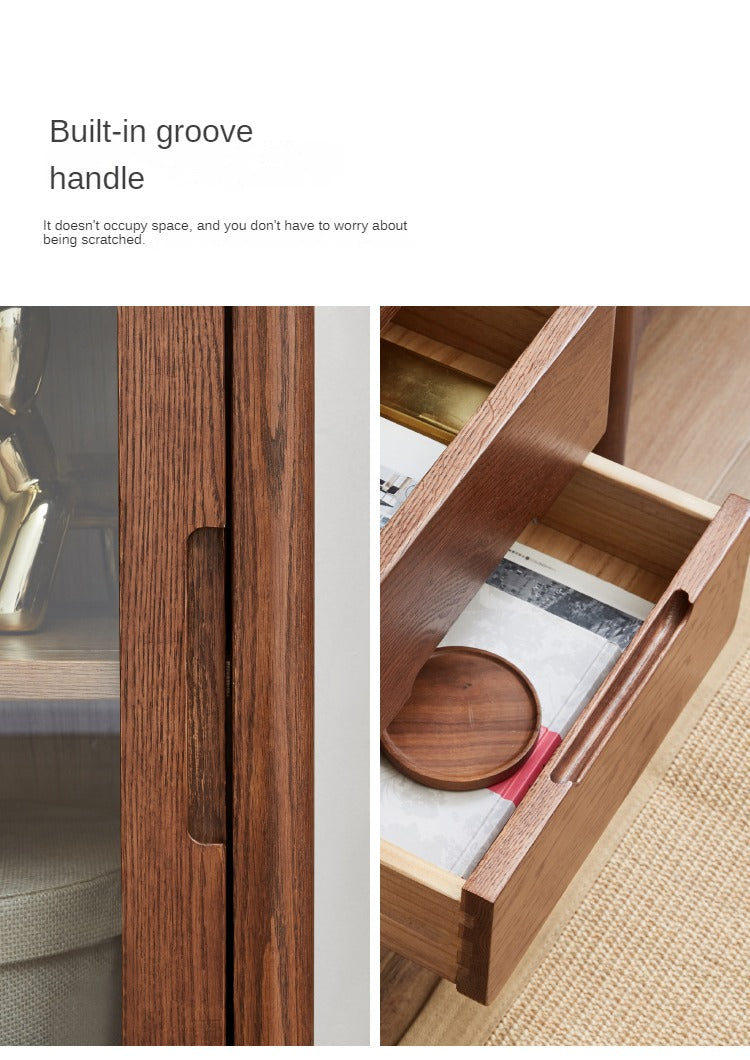 Solid Oak Wood Side Cabinet - Rustic Display Storage Shelf for Living Room, Bedroom & Entryway - Perfect for Home Decor & Organizing Books, Plants & Decorations
