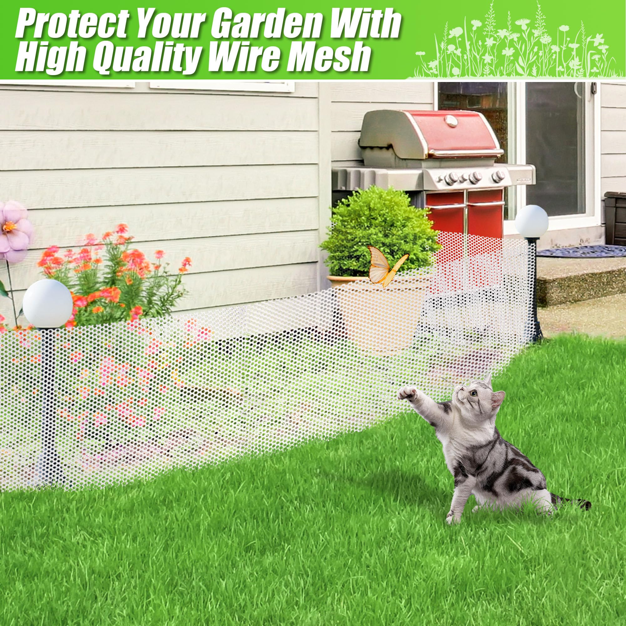 White Plastic Wire Mesh Fence Roll - 15.7IN x 20FT Durable Plastic Chicken Wire for Poultry, Rabbit, Puppy & Garden Protection | Ideal for DIY Fencing, Floral Arrangements & Pet Enclosures