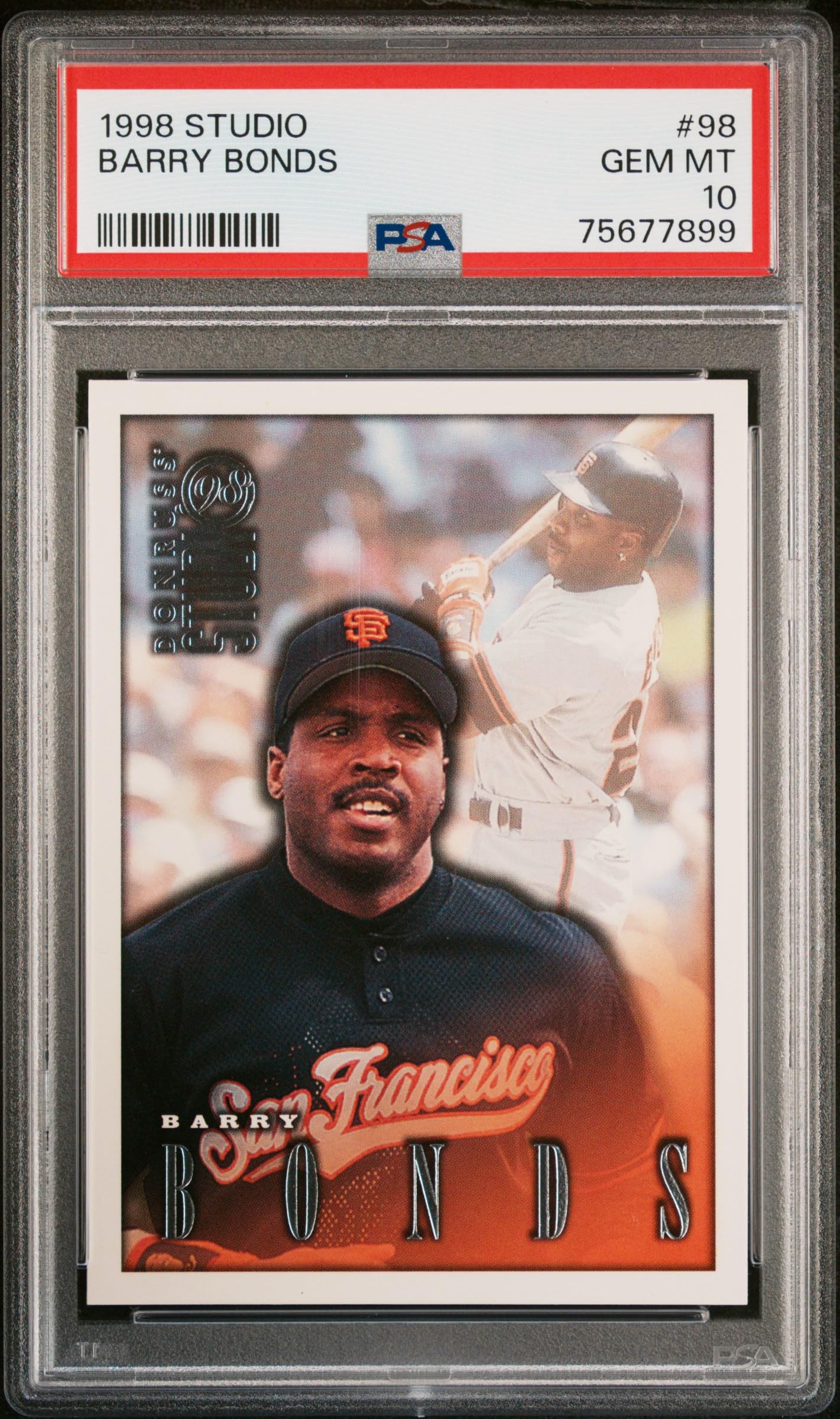 1998 Barry Bonds Studio Baseball Card #98 PSA 10 Gem Mint - Rare Collectible for Sports Memorabilia & Baseball Card Investments