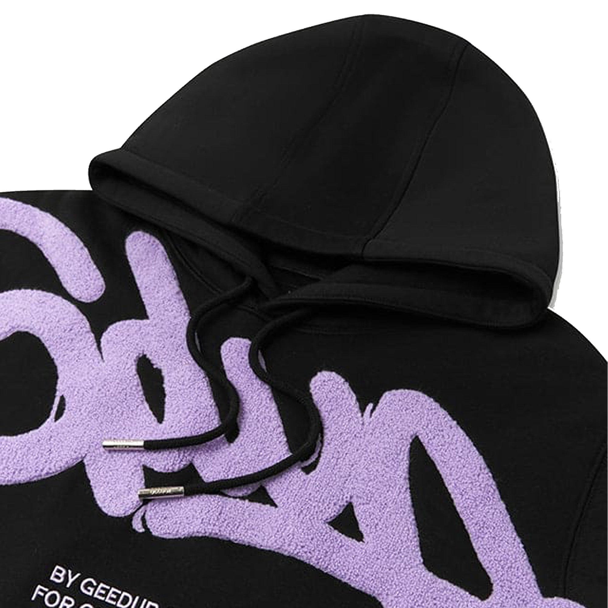 Geedup Handstyle Hoodie - Black & Lavender Pullover Sweatshirt for Men & Women | Streetwear Fashion, Casual Wear, Gym & Lounge Comfort (2024 Collection)