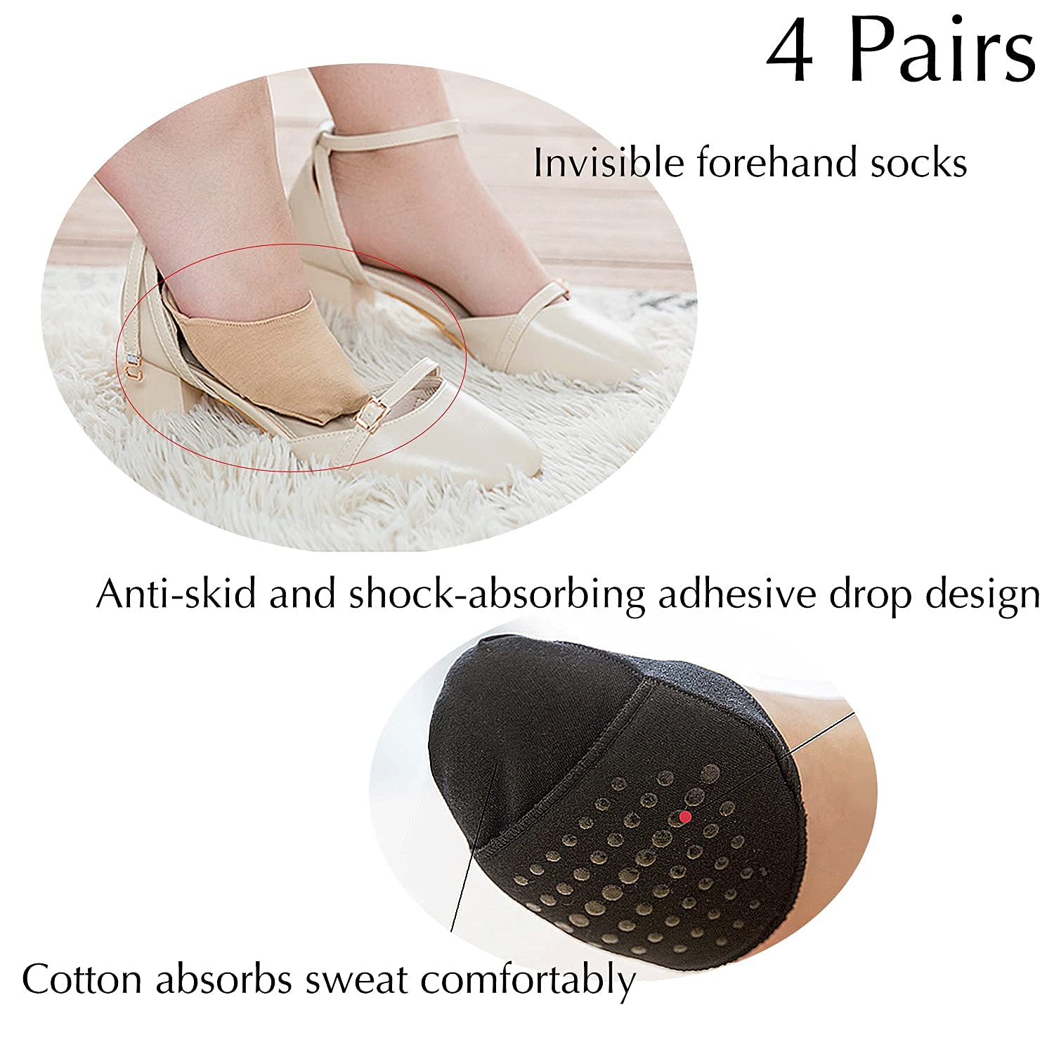 Ball of Foot Cushion Socks - Seamless Toe Topper Half Socks for Women & Men - Non-Slip Pain Relief Sponge Pads - Perfect for Running, Yoga, and All-Day Comfort