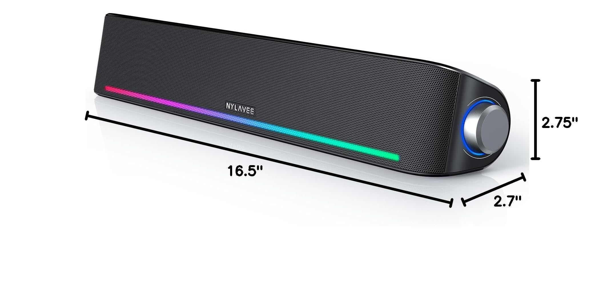 Premium Computer Speakers with Hi-Fi Sound - Bluetooth 5.0 & Wired 3.5mm PC Sound Bar | 4 Dynamic RGB Lighting Modes | USB Powered for Desktop, Laptop, Gaming, Home Office & Entertainment Systems | Perfect for Work, Music & Movie Nights