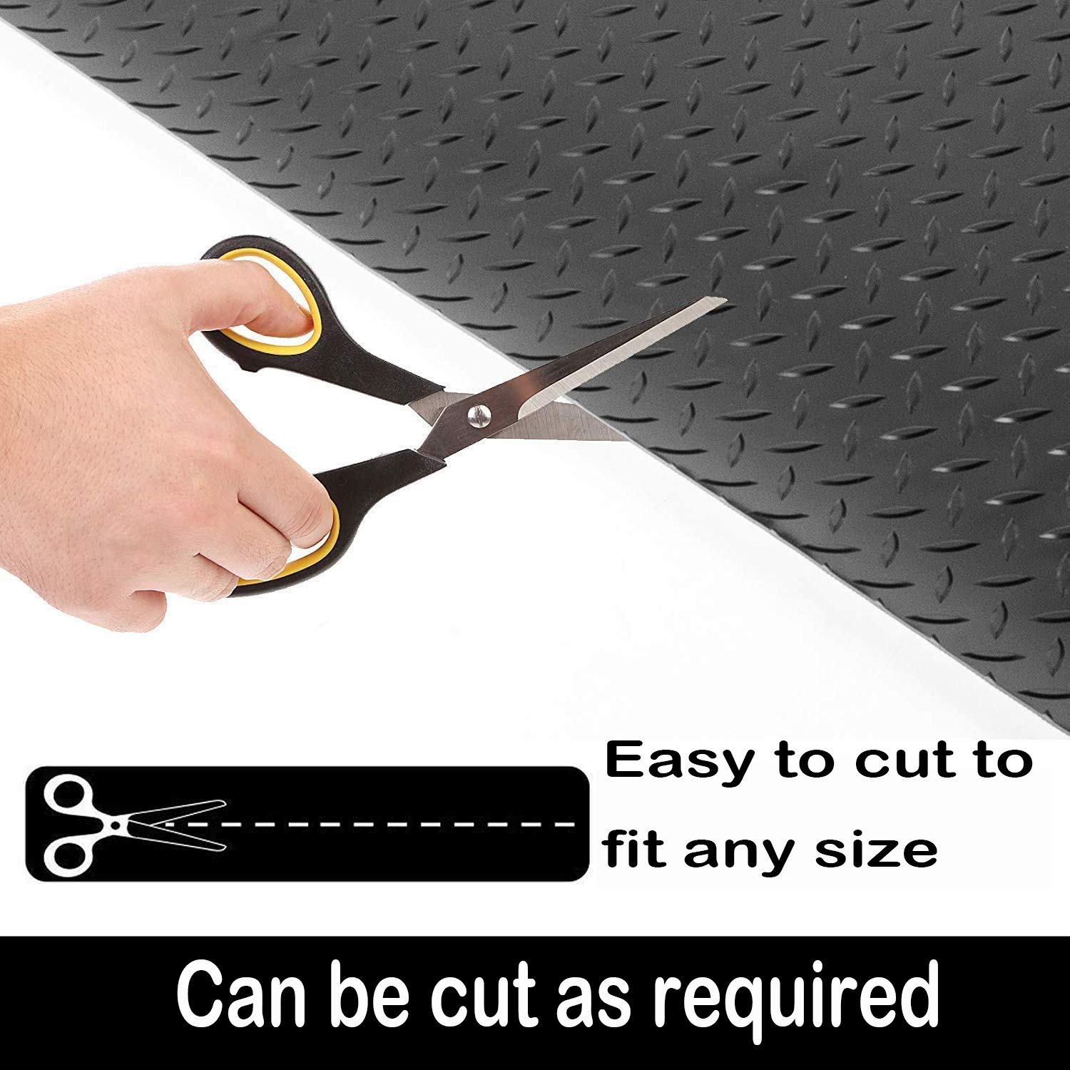 Heavy Duty 3.3x16.5FT Anti-Slip Rubber Garage Floor Mat - 1/8 Inch Thick Diamond Pattern Waterproof & Stain Resistant Industrial Flooring Roll for Under Car Protection - Perfect for Garage, Workshop, and Auto Shop Floor Covering