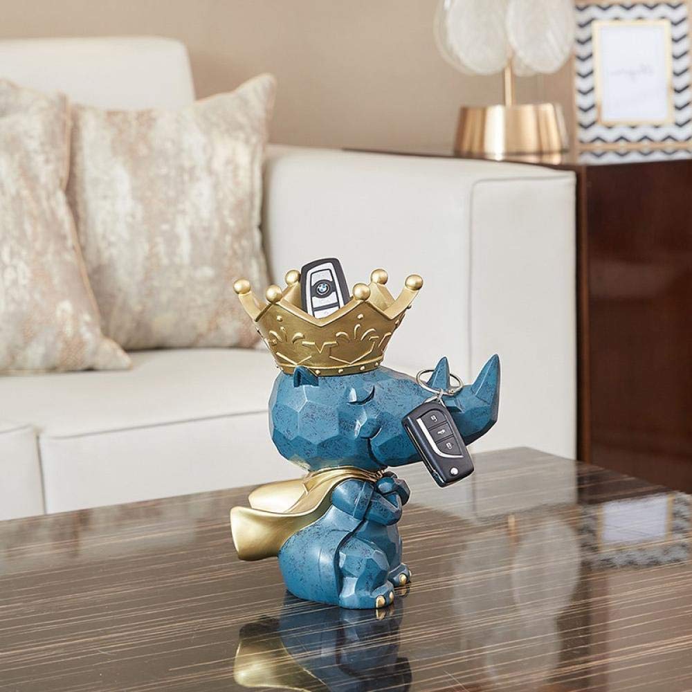 Creative Rhinoceros Statue - Animal Sculpture Figurine for Home Decor, Snack Holder & Remote Control Organizer - Unique Gift for Animal Lovers (Perfect for Living Room, Office Desk, or Bookshelf Decor)