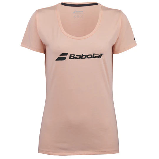 Babolat Women's Performance Exercise Tee 5062 - Breathable Workout Shirt in Tropical Peach for Tennis, Gym & Active Lifestyle
