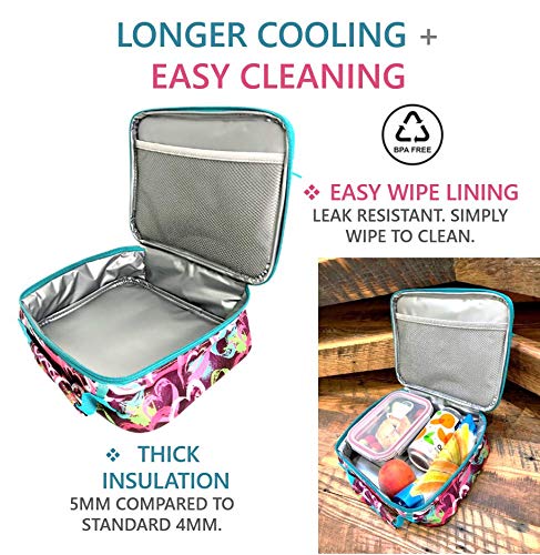 Kinsho Insulated Lunch Box for Girls with Ice Pack - BPA Free Cute Thermal Bag for School, Kindergarten & Daycare - Perfect for Kids Snacks, Meals & Picnics