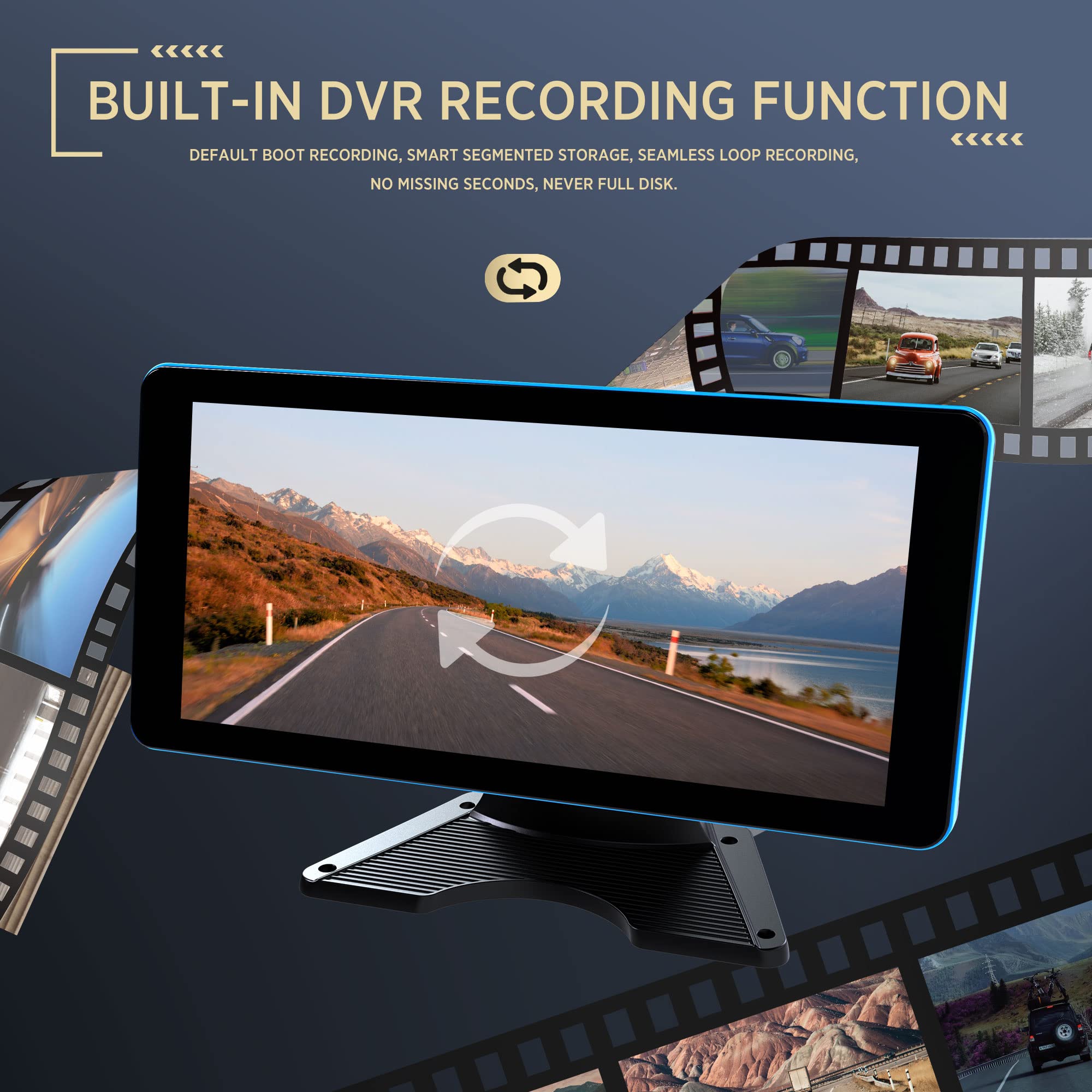 ASLONG 4K 4-Channel Dash Cam with 10.36