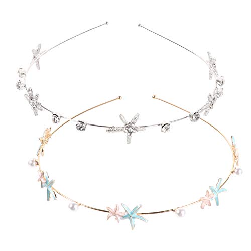 FRCOLOR 2-Piece Alloy Star Headbands - Cute Wedding & Bridal Hair Accessories for Parties, Prom, Cosplay and Special Occasions